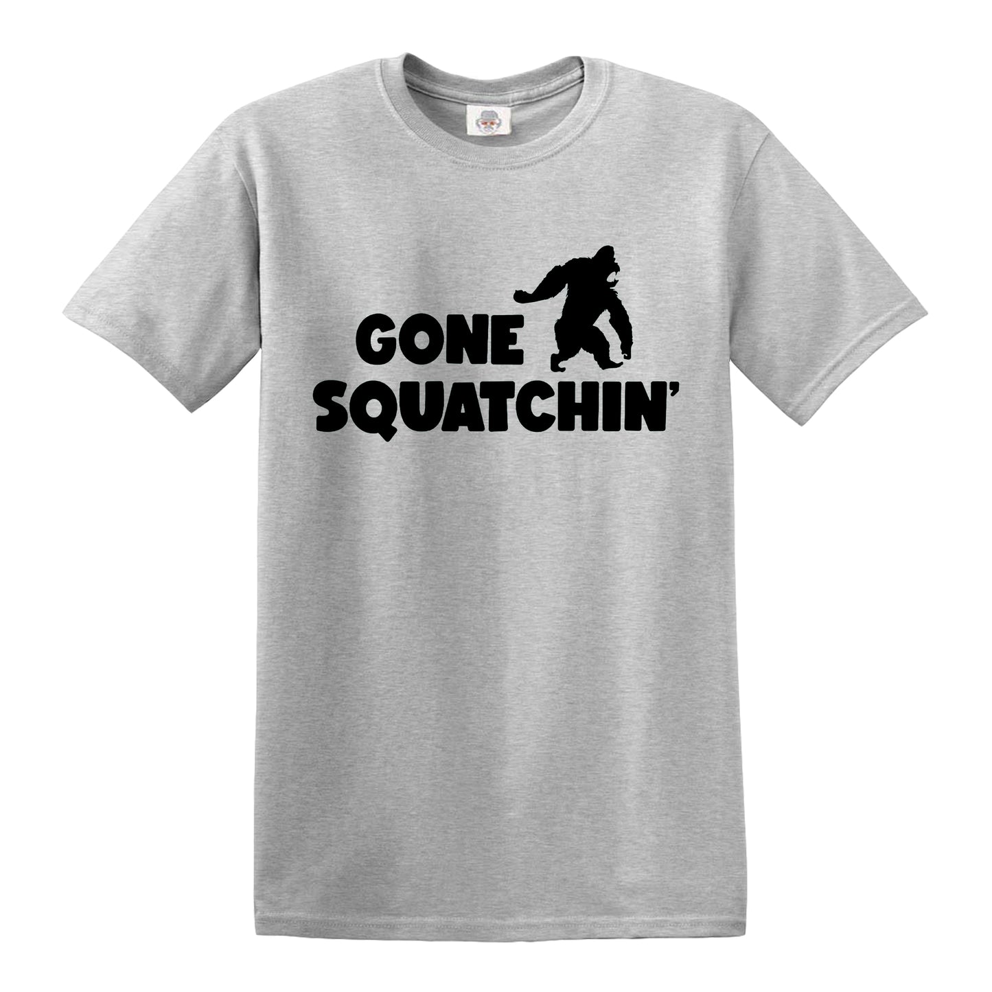 GONE SQUATCHIN' Bigfoot Sasquatch MEN'S T-SHIRT SPORT GRAY T-SHIRT BLACK PRINT GONE SQUATCHIN' Bigfoot Sasquatch MEN'S T-SHIRT