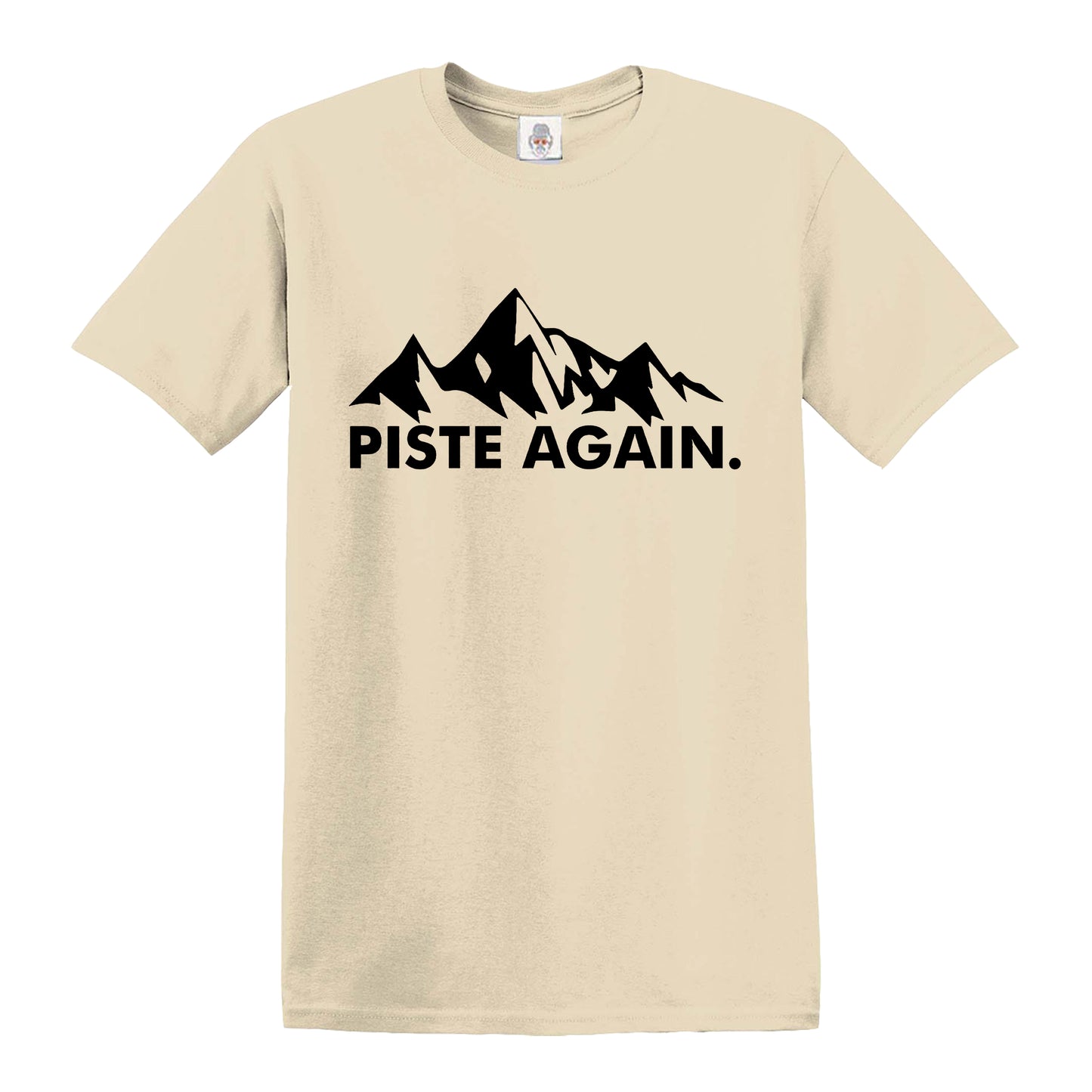 Piste Again - Apres Ski Skier Skiing MEN'S T-SHIRT SAND T-SHIRT BLACK PRINT Piste Again - Apres Ski Skier Skiing MEN'S T-SHIRT