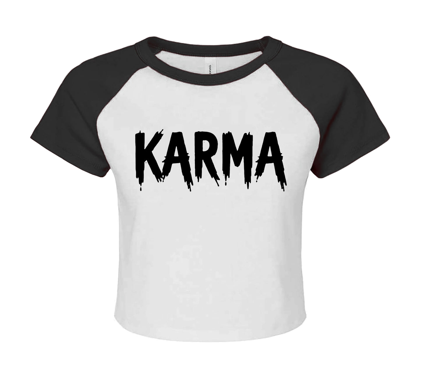 KARMA COOL SLOGAN | LADIES RAGLAN CROP TOP