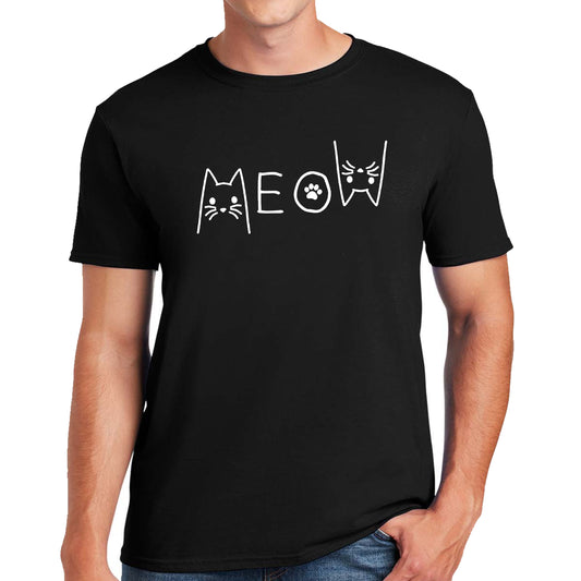 MEOW CAT | CAT PRINT MEN'S T-SHIRT MEOW CAT | CAT PRINT MEN'S T-SHIRT