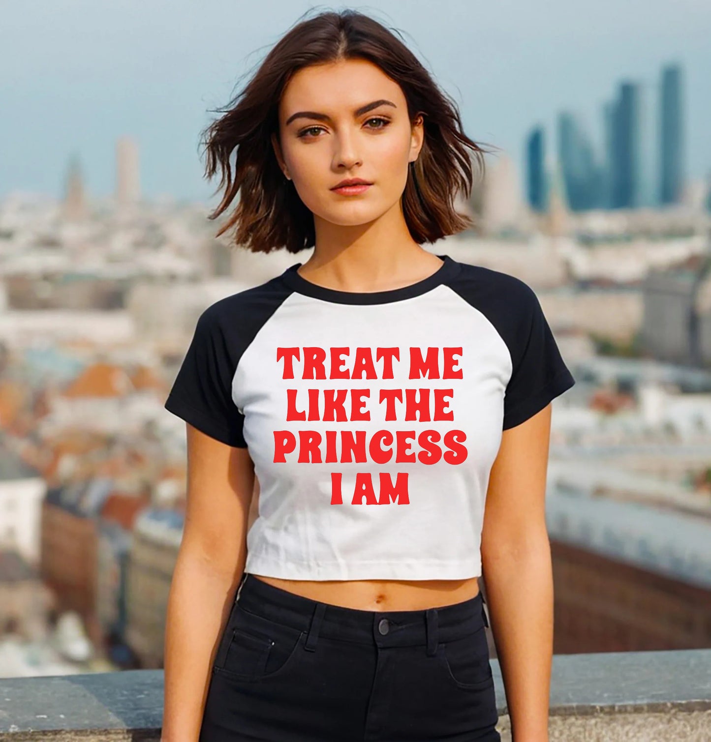 TREAT ME THE | LADIES RAGLAN CROP TOP