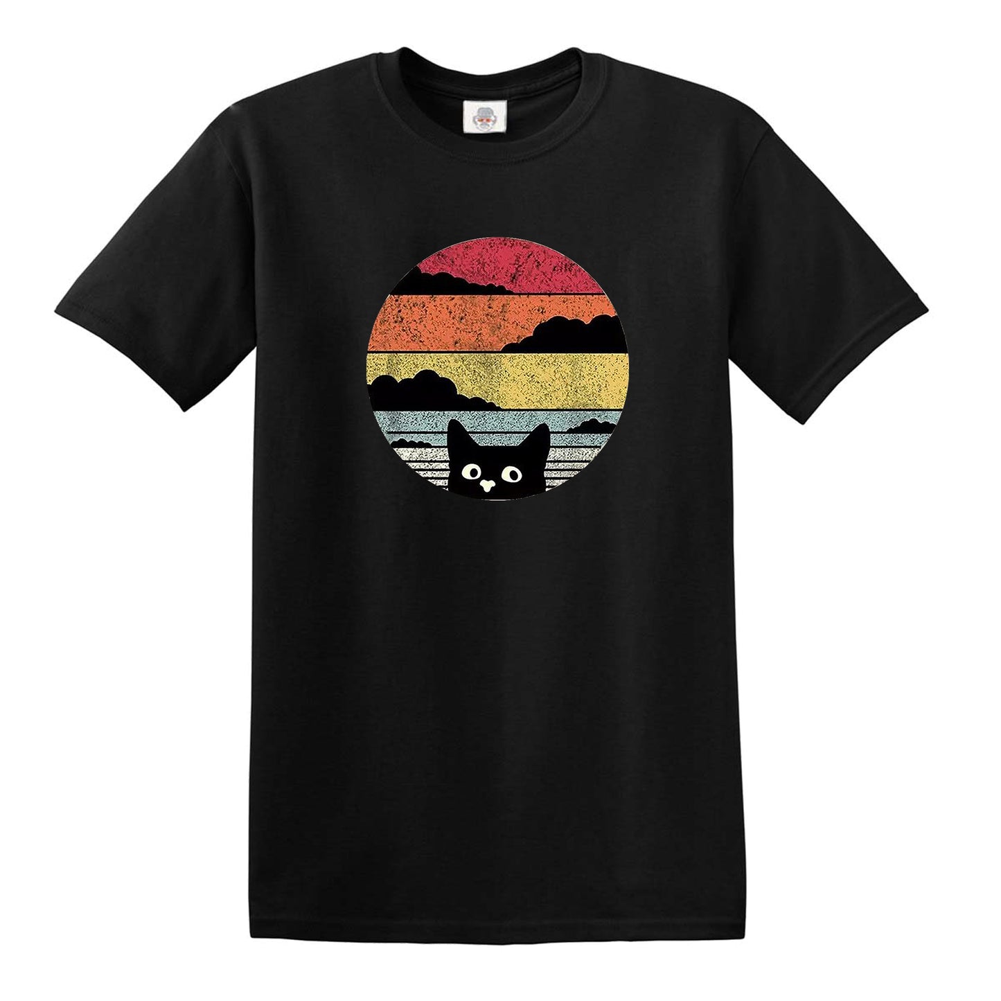CAT RETRO | CAT DESIGN PRINT | MEN'S T-SHIRT Black CAT RETRO | CAT DESIGN PRINT | MEN'S T-SHIRT
