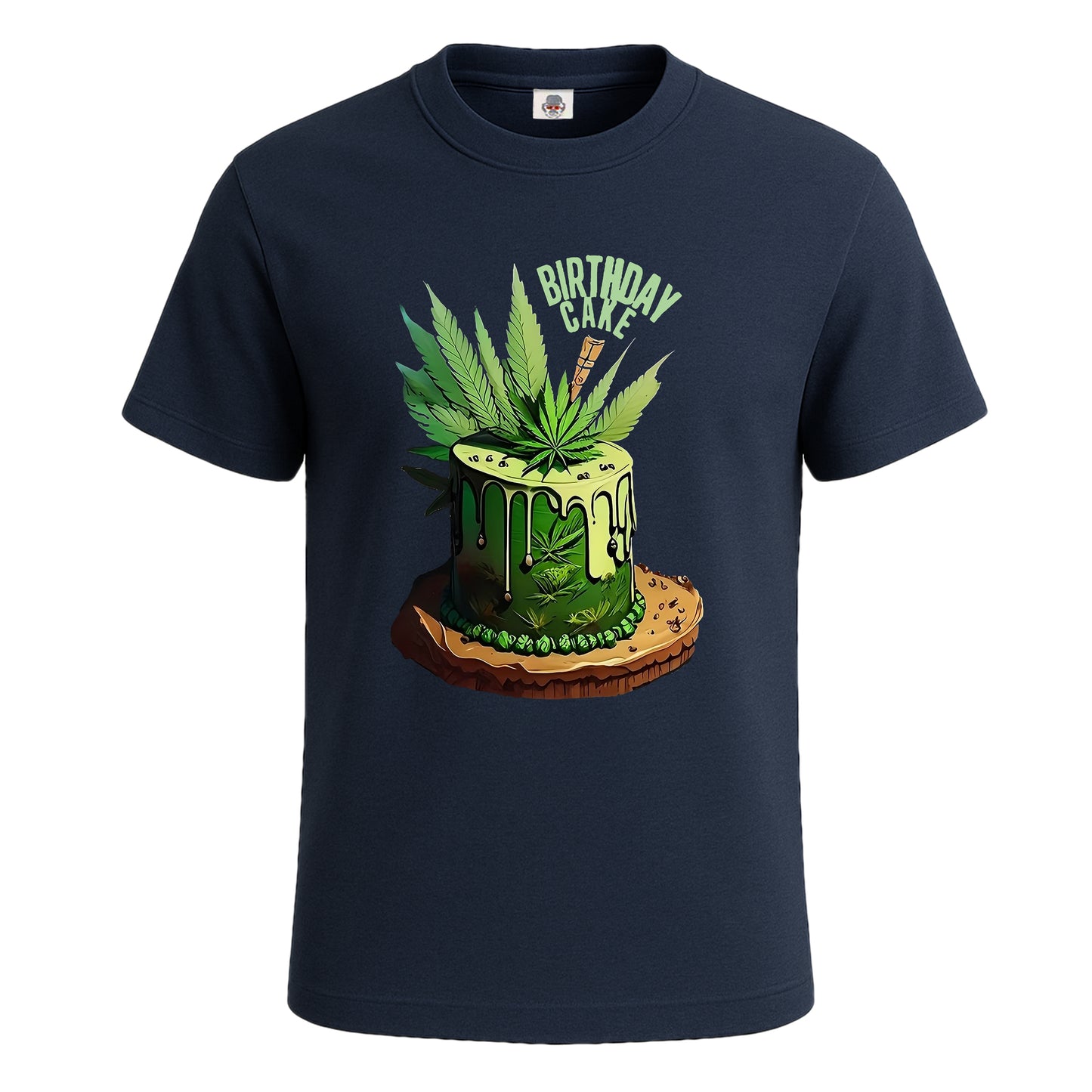 Birthday Cake Cannabis | T-Shirt For Men's NAVY T-SHIRT Birthday Cake Cannabis | T-Shirt For Men's