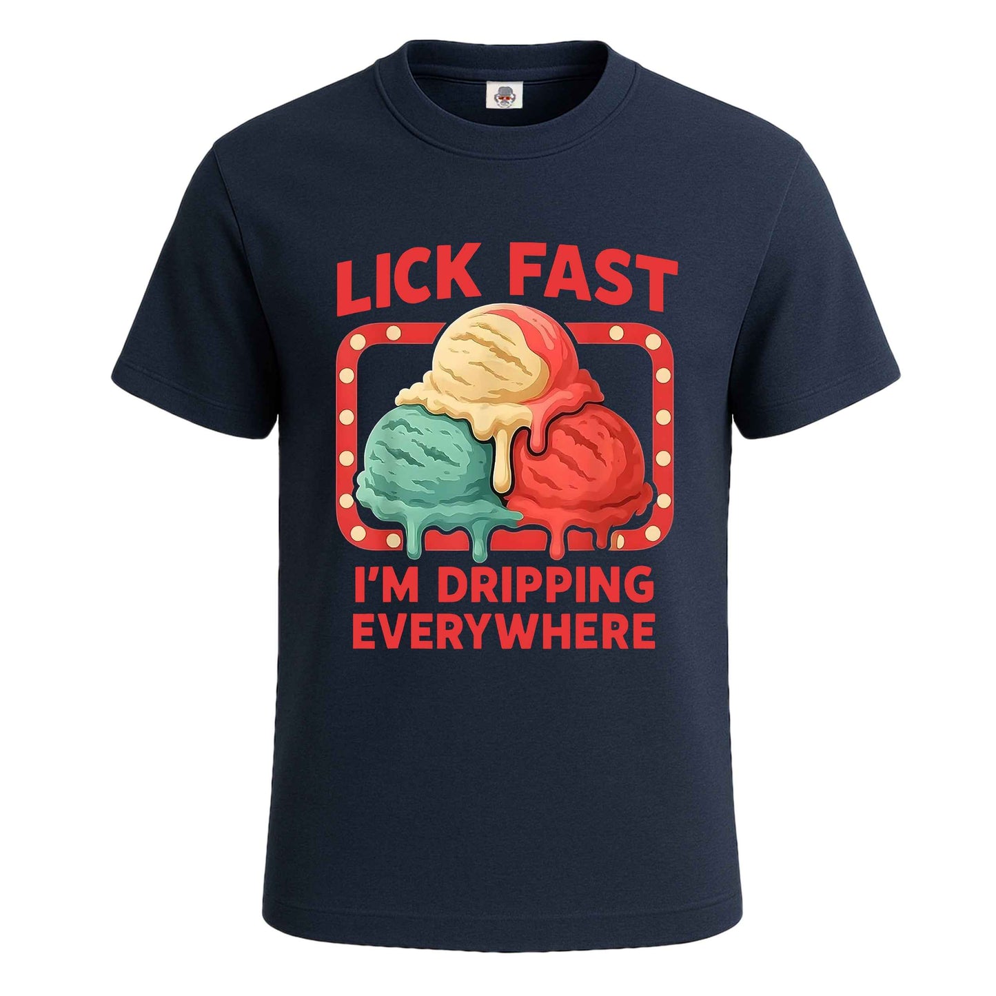 Lick Fast Melting Ice Cream | T-Shirt For Men's NAVY T-SHIRT Lick Fast Melting Ice Cream | T-Shirt For Men's