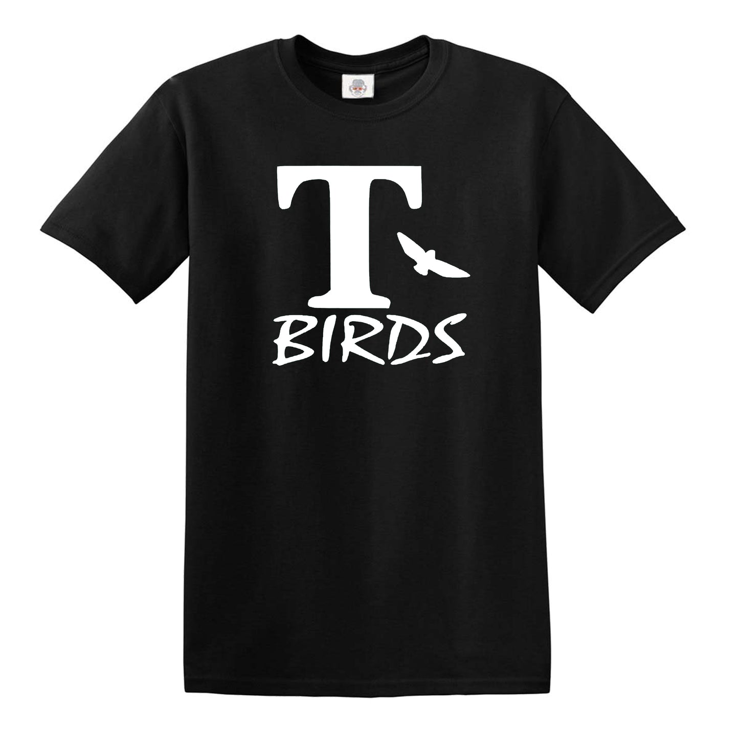 Crown Designs T Birds Classic Funny MEN'S T-SHIRT BLACK T-SHIRT WHITE PRINT Crown Designs T Birds Classic Funny MEN'S T-SHIRT