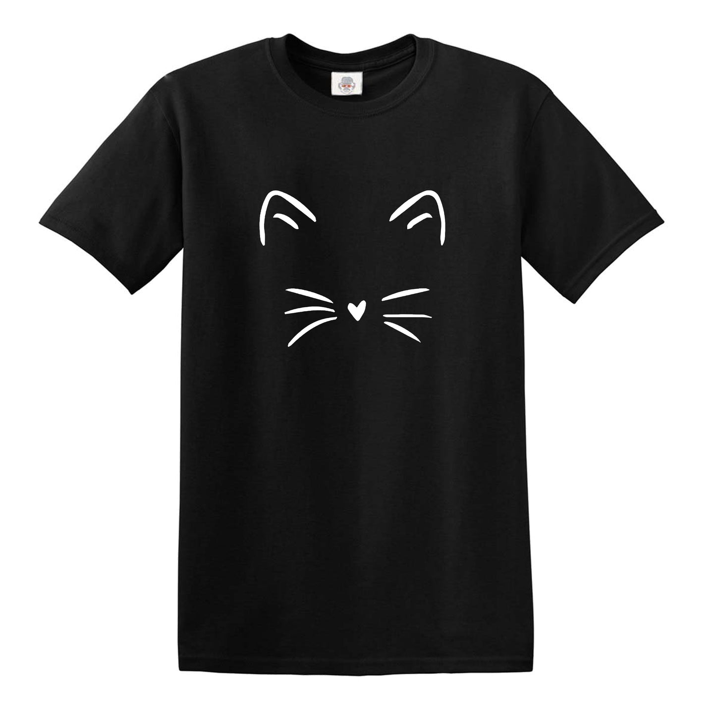 CUTE CAT FACE CAT PRINT MEN'S T-SHIRT BLACK T-SHIRT WHITE PRINT CUTE CAT FACE CAT PRINT MEN'S T-SHIRT