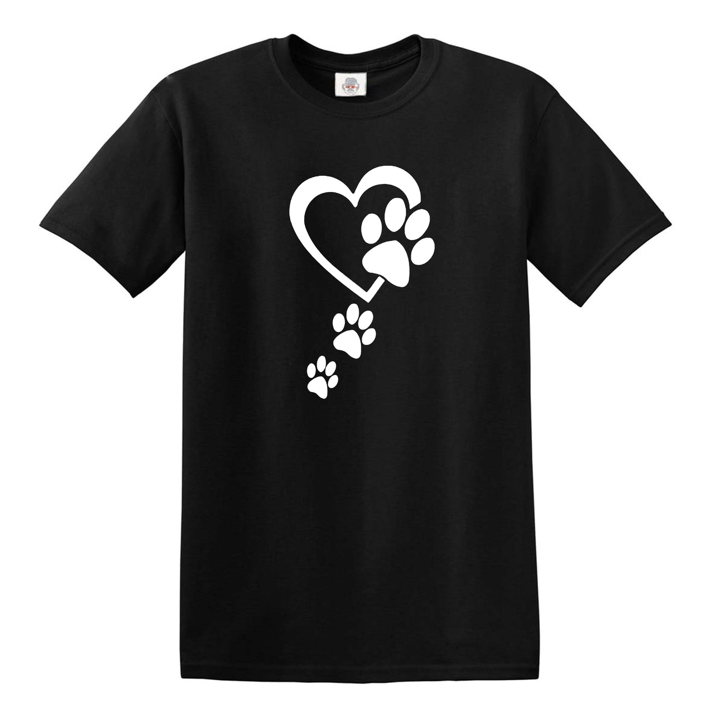 PAW FOOT PRINT CAT PRINT MEN'S T-SHIRT BLACK T-SHIRT WHITE PRINT PAW FOOT PRINT CAT PRINT MEN'S T-SHIRT