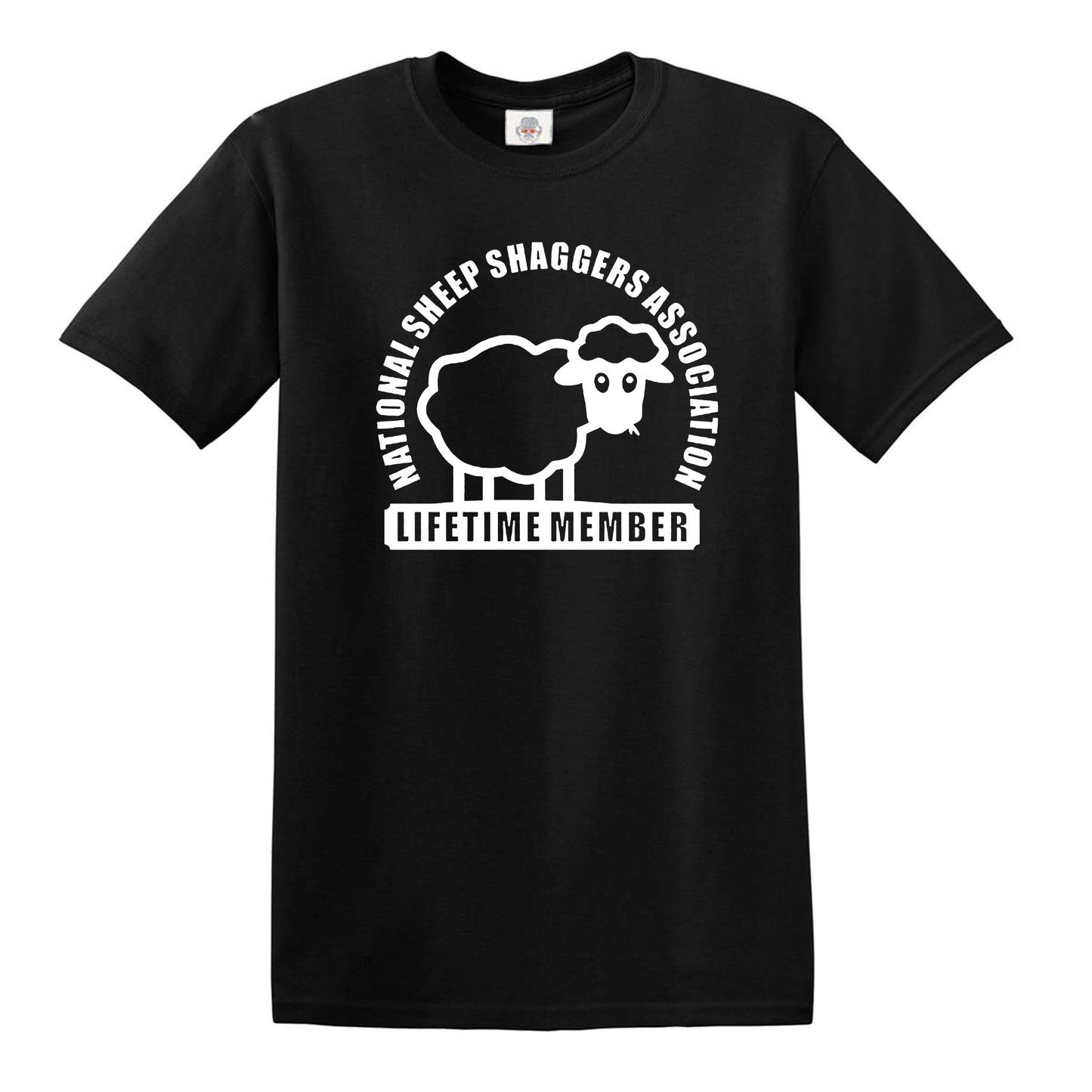 Sheep Shaggers Association MEN'S T-SHIRT BLACK T-SHIRT WHITE PRINT Sheep Shaggers Association MEN'S T-SHIRT