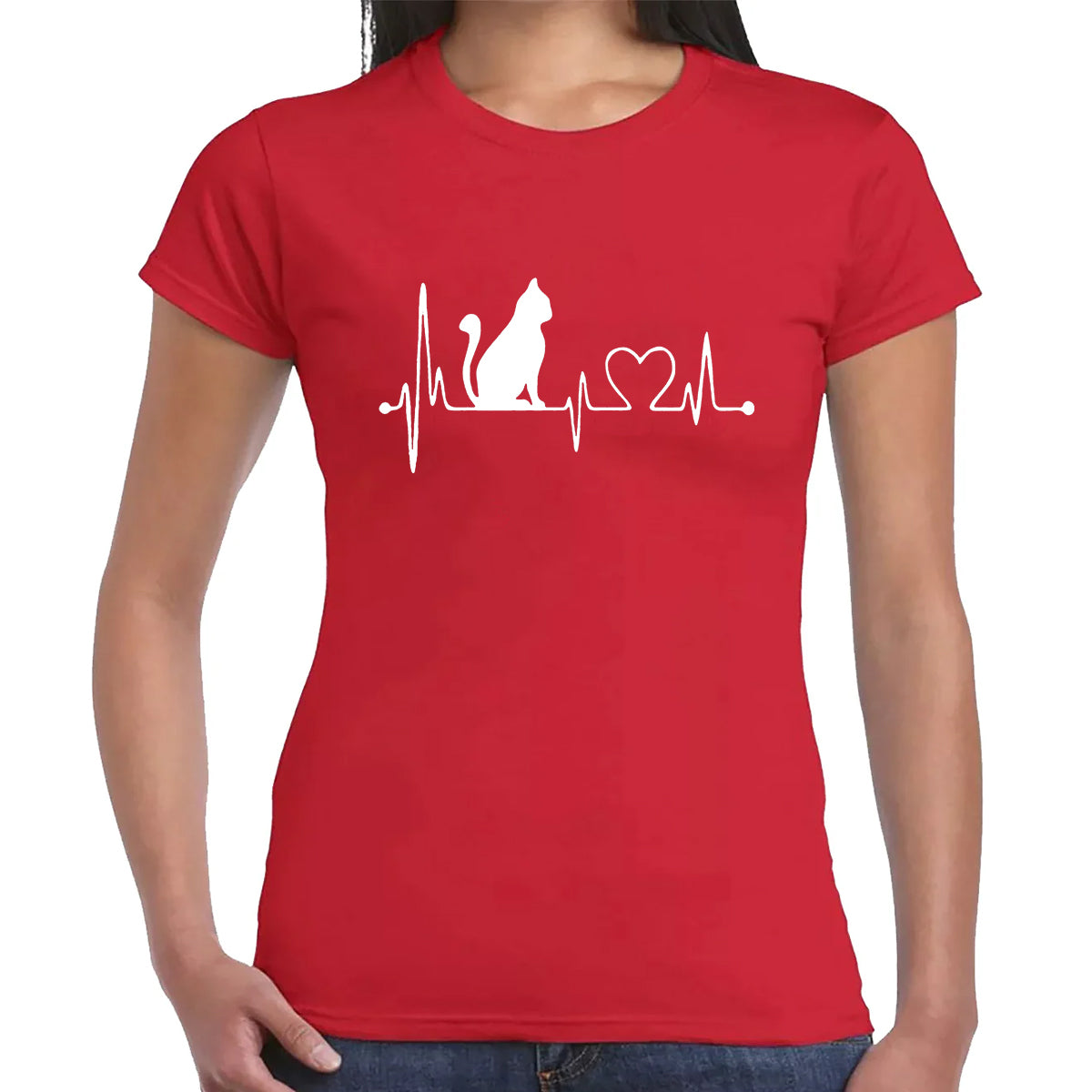 CAT HEART PATTERN | LADIES T-SHIRT