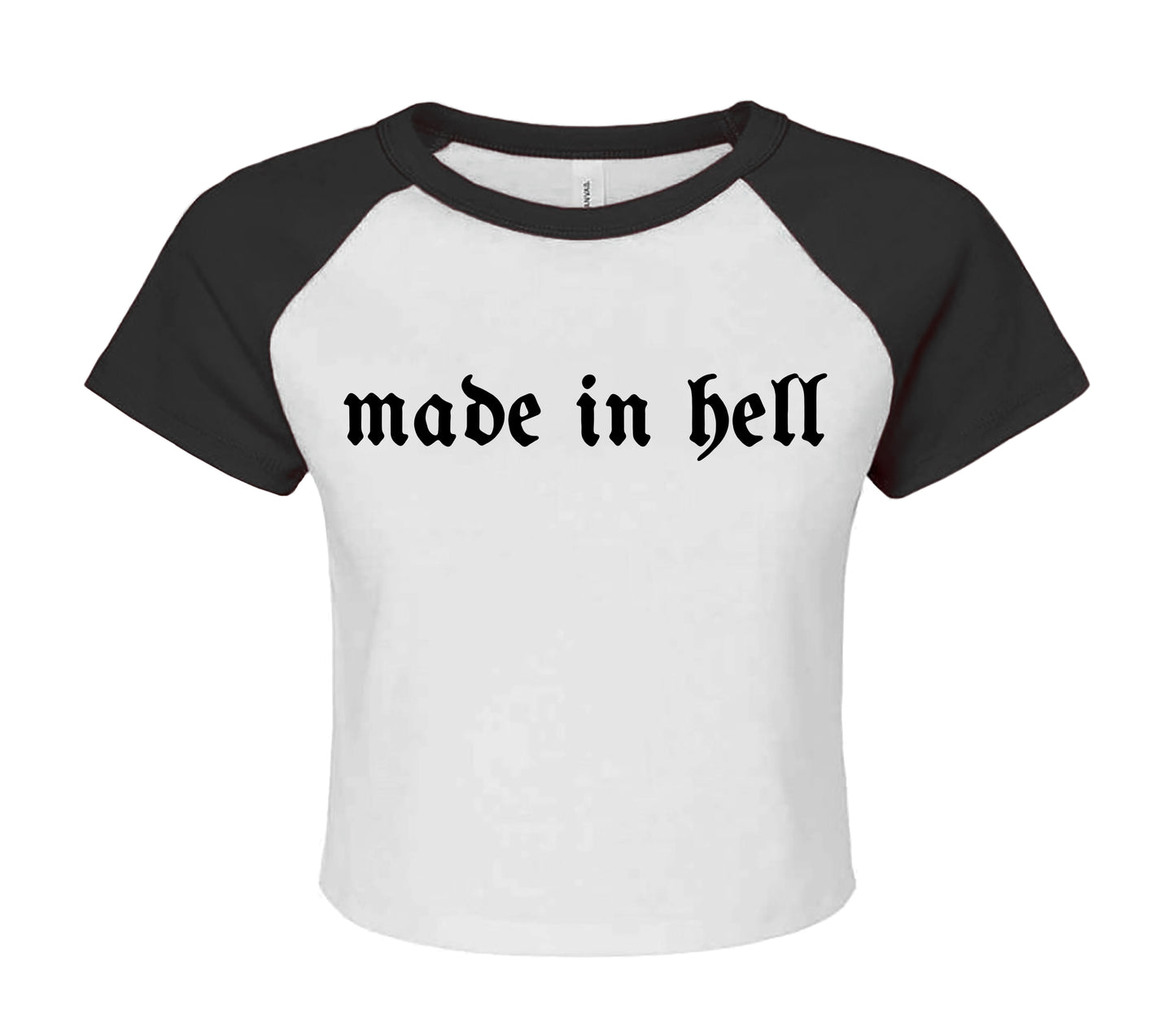 MADE IN HELL | LADIES RAGLAN CROP TOP
