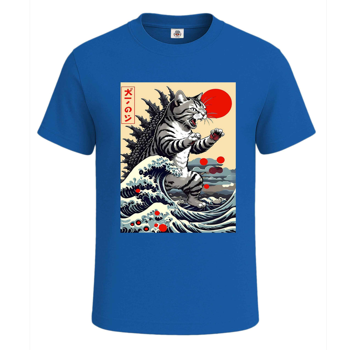 Catzilla Cat Japanese |T-Shirt For Men's ROYL BLUE T-SHIRT Catzilla Cat Japanese |T-Shirt For Men's