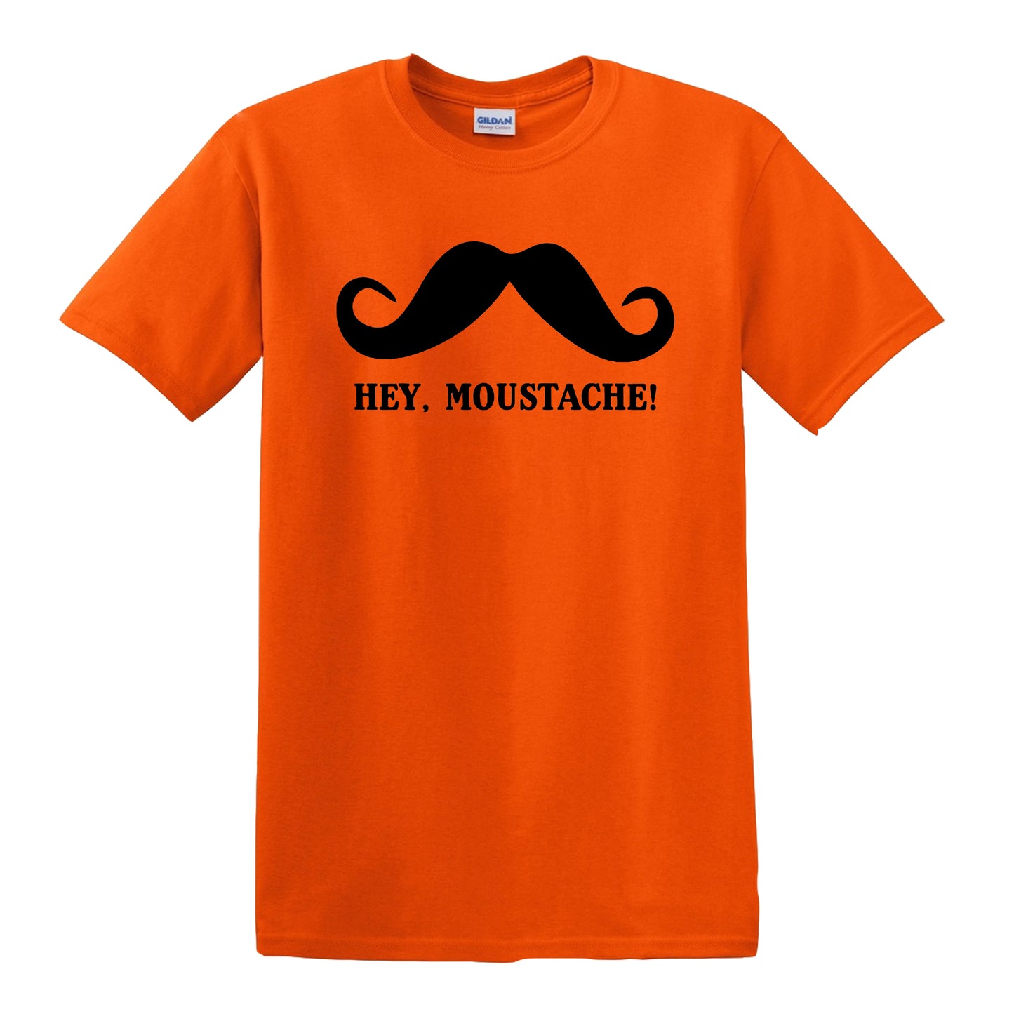 Hey Moustache | FUNNY MEN'S T-SHIRT 5XL ORANGE T-SHIRT BLACK PRINT Hey Moustache | FUNNY MEN'S T-SHIRT