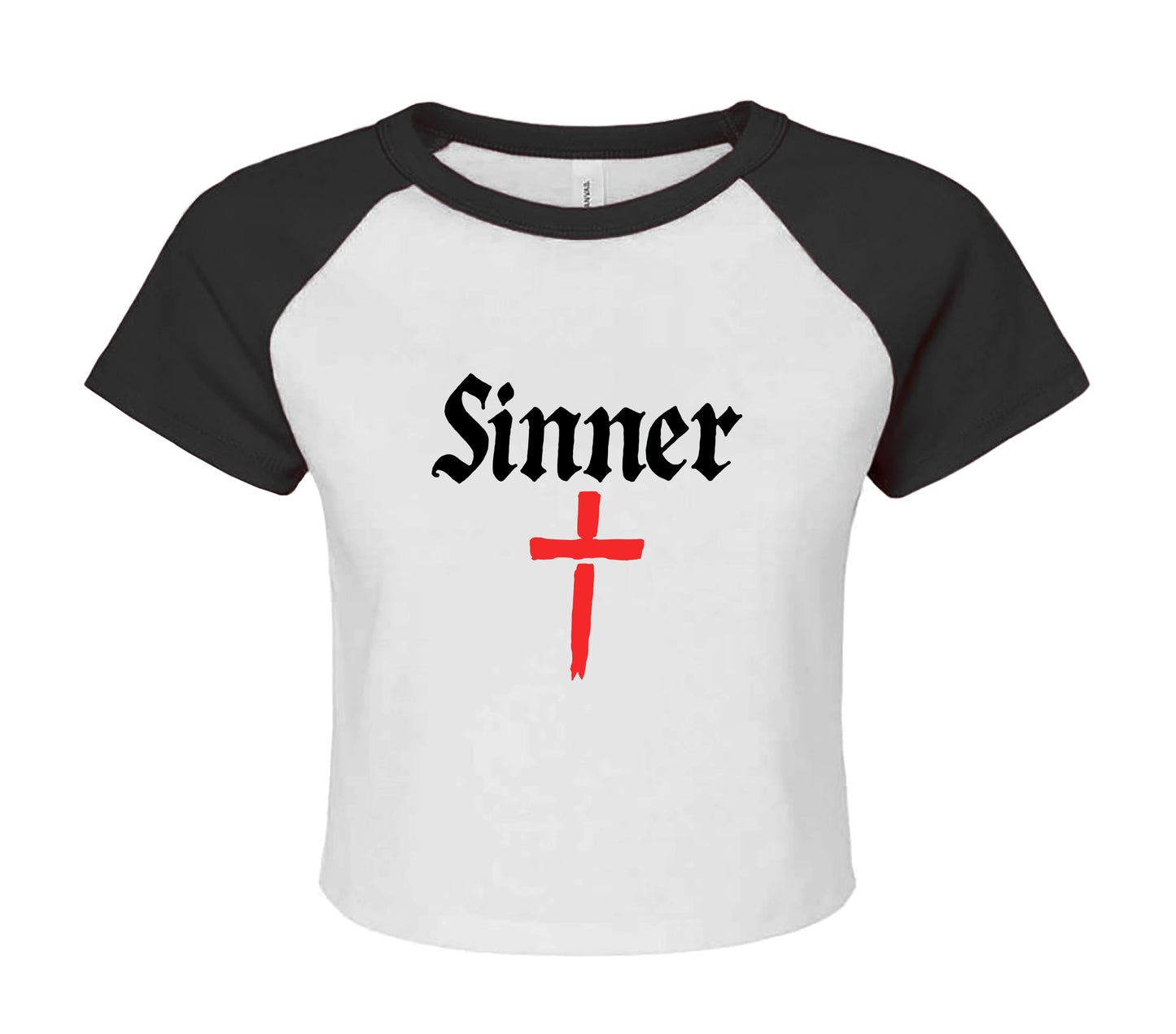 SINNER CROSS | LADIES RAGLAN CROP TOP