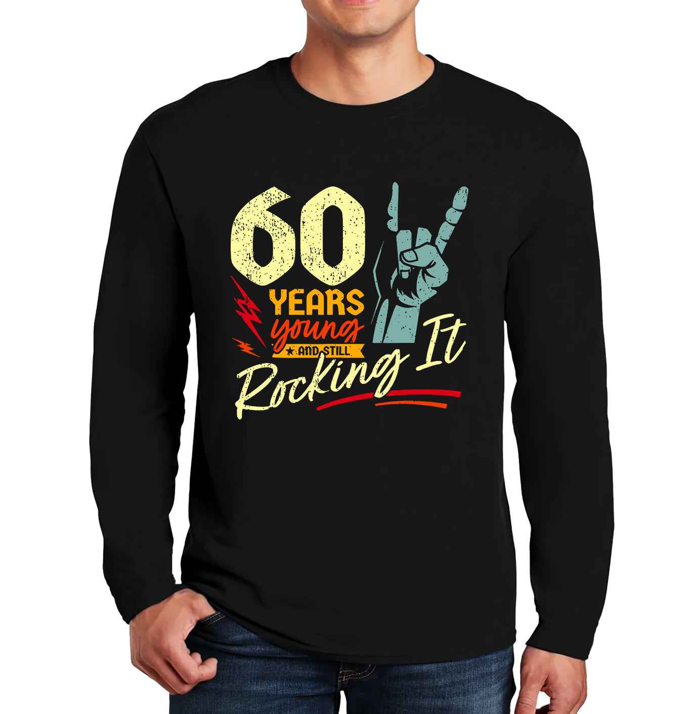 60th Birthday Rock'n'Roll | Men's Long Sleeve 60th Birthday Rock'n'Roll | Men's Long Sleeve