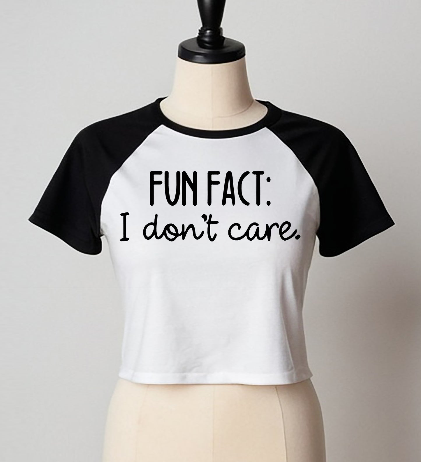 FUN FACT I DON'T CARE | LADIES RAGLAN CROP TOP