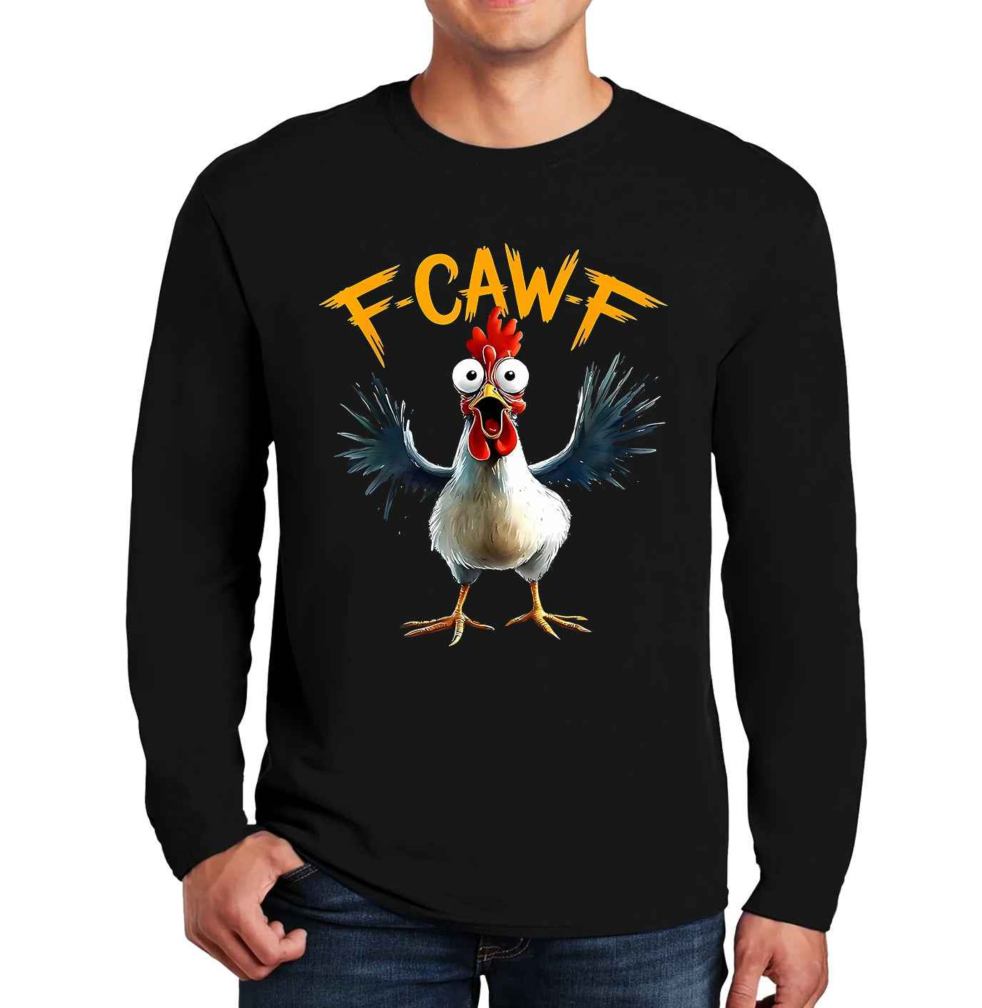 F Caw F White Cock | Men's Long Sleeve