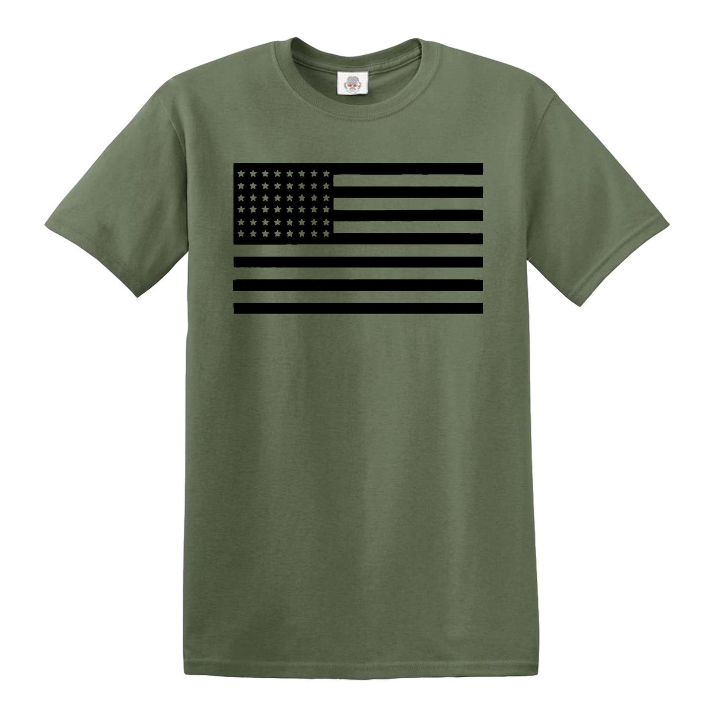 Black US Flag | FUNNY MEN'S T-SHIRT MILITARY GREEN T-SHIRT BLACK PRINT Black US Flag | FUNNY MEN'S T-SHIRT