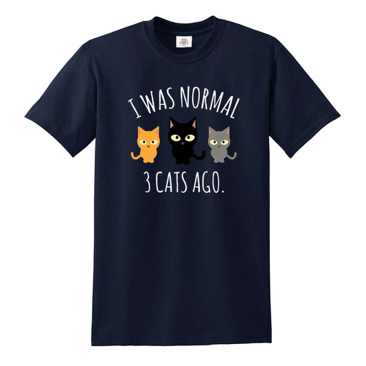 I WAS NORMAL 3 | CAT DESIGN PRINT | MEN'S T-SHIRT NAVY T-SHIRT WHITE PRINT I WAS NORMAL 3 | CAT DESIGN PRINT | MEN'S T-SHIRT
