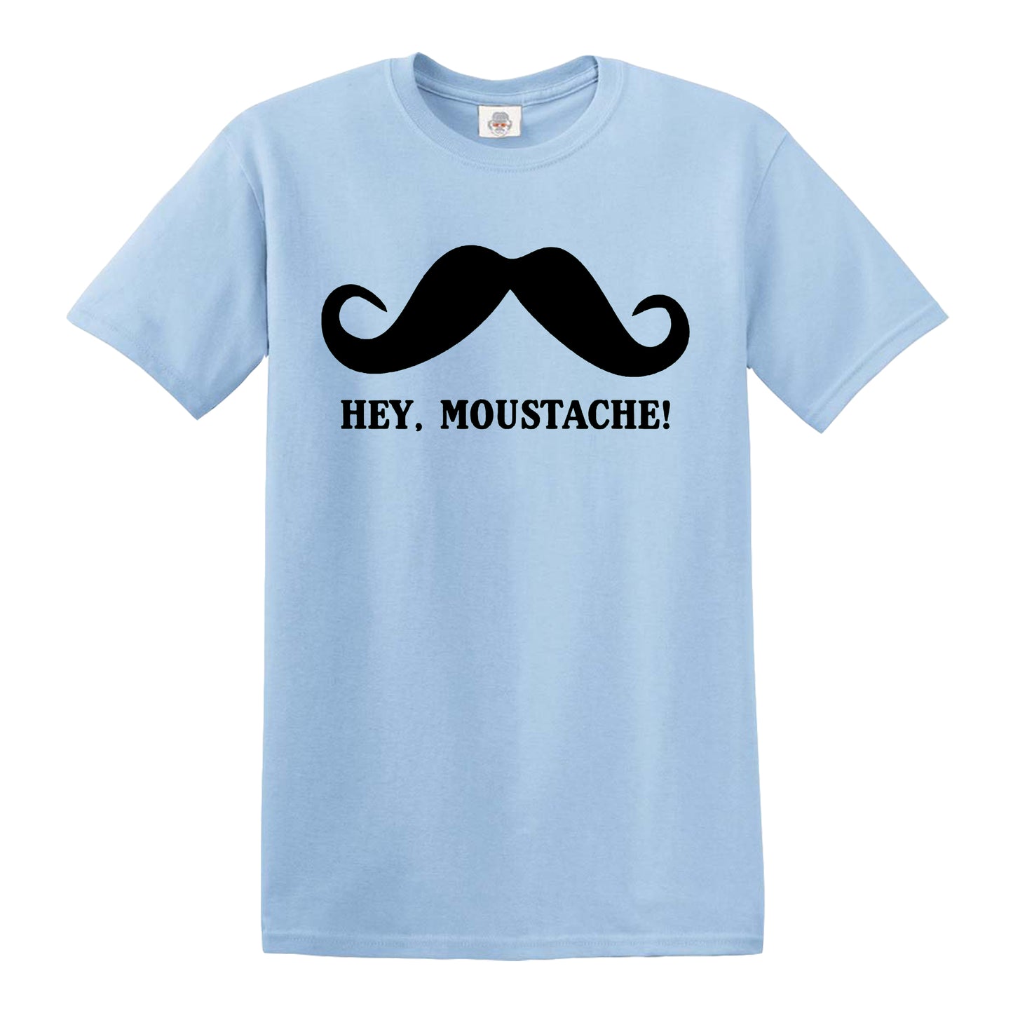 Hey Moustache | FUNNY MEN'S T-SHIRT SKY BLUE T-SHIRT BLACK PRINT Hey Moustache | FUNNY MEN'S T-SHIRT