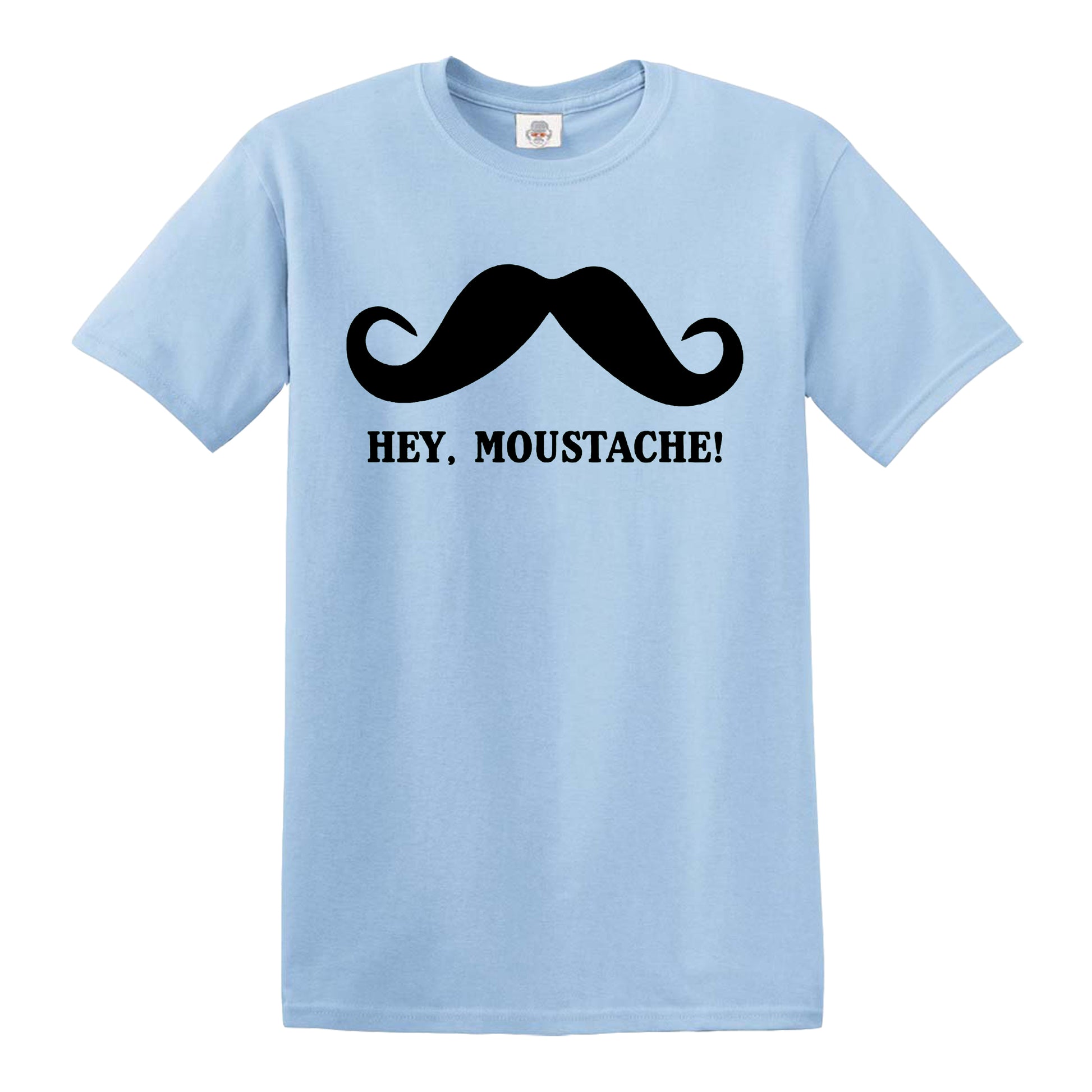 Hey Moustache | FUNNY MEN'S T-SHIRT SKY BLUE T-SHIRT BLACK PRINT Hey Moustache | FUNNY MEN'S T-SHIRT