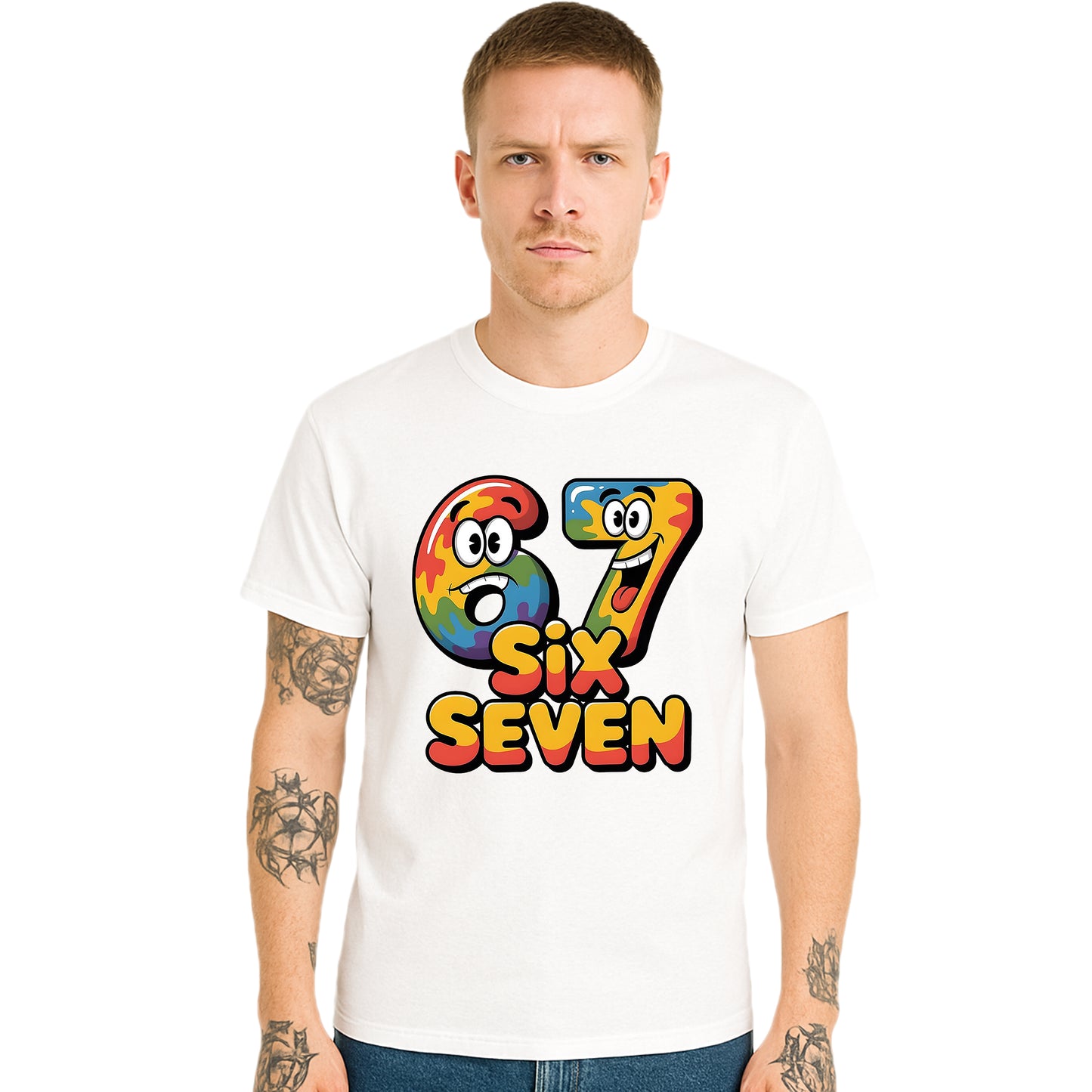 Mix Colours 67 White | T-Shirt For Men's