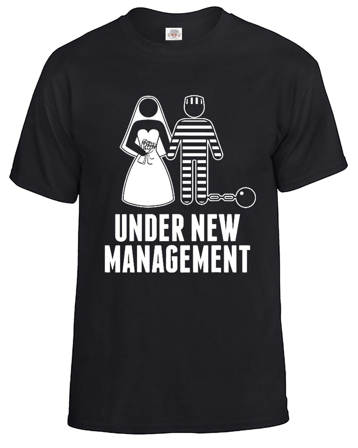 New Under New Management Wedding T-Shirt Men's BLACK T-SHIRT WHITE PRINT New Under New Management Wedding T-Shirt Men's