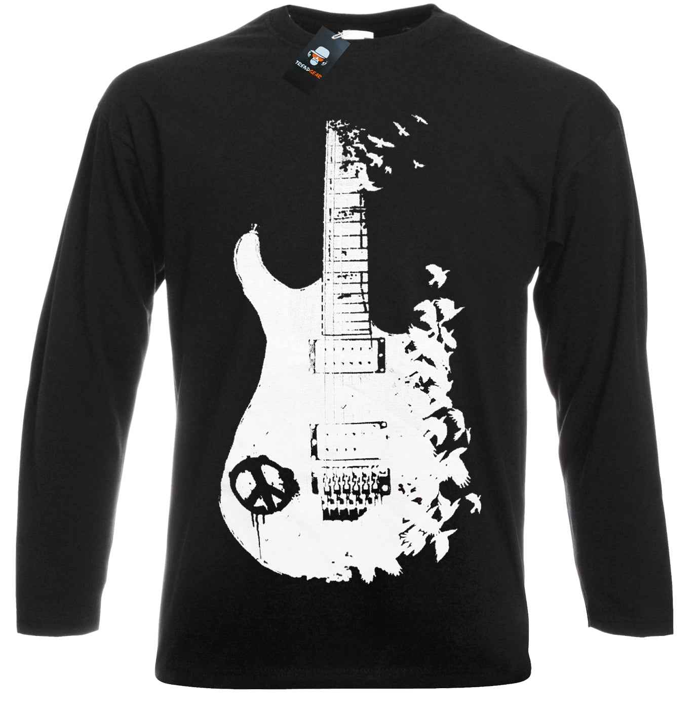 BAND GUITAR T-SHIRT - BLACK LONG SLEEVE TEE BAND GUITAR T-SHIRT - BLACK LONG SLEEVE TEE
