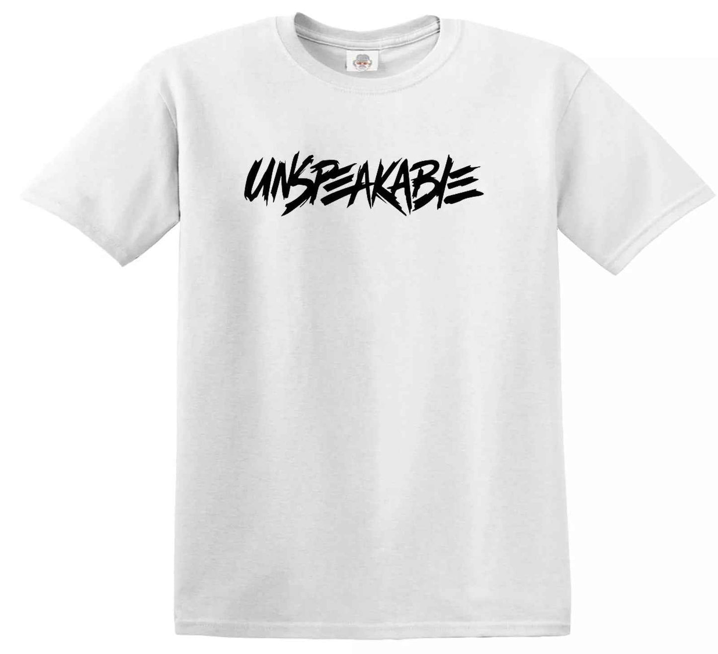New Unspeakable T-Shirt Funny Kids WHITE T-SHIRT- BLACK PRINT New Unspeakable T-Shirt Funny Kids