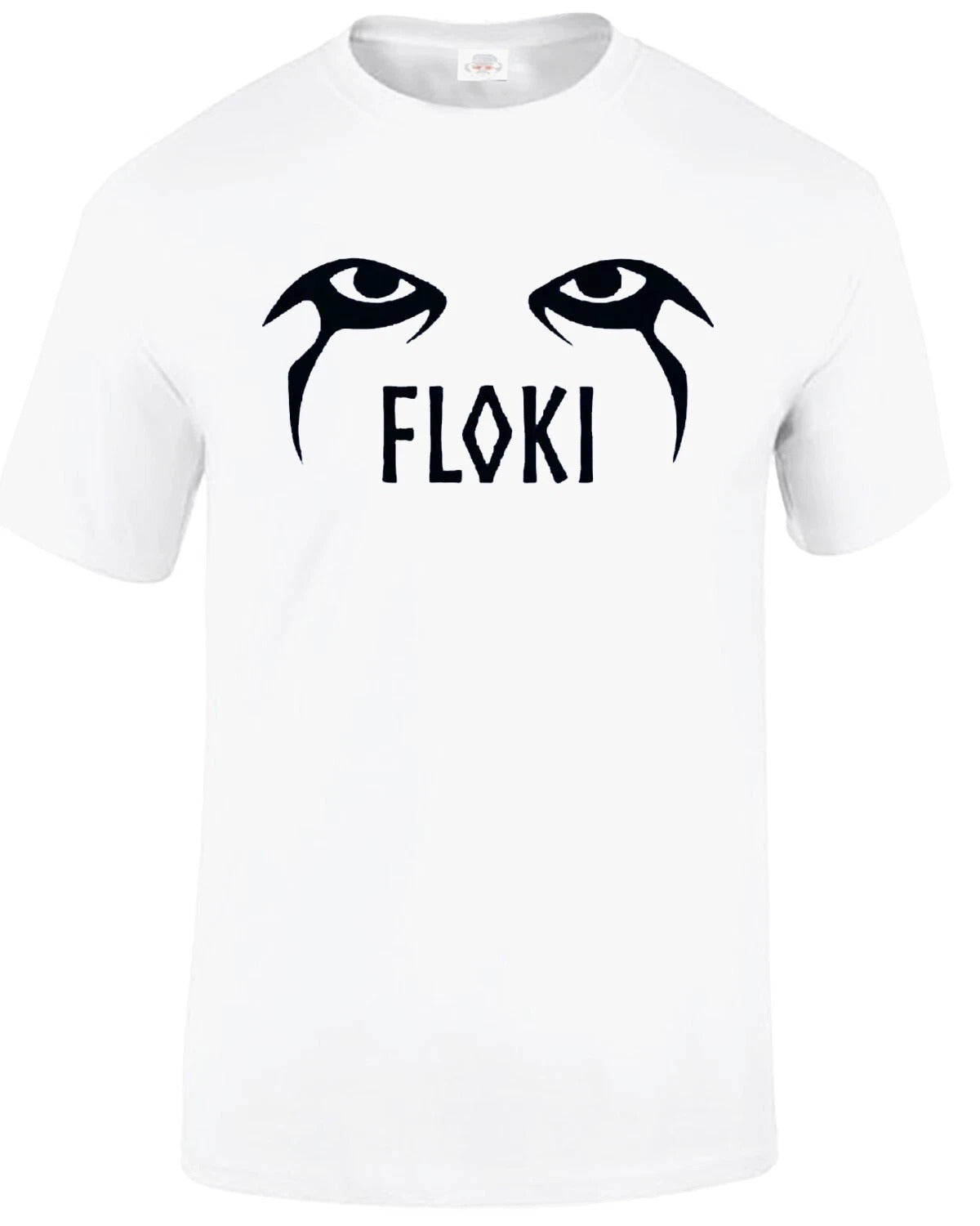 FLOKI VIKINGS EYES VALHALLA TOP | FUNNY MEN'S T-SHIRT WHITE T-SHIRT BLACK PRINT FLOKI VIKINGS EYES VALHALLA TOP | FUNNY MEN'S T-SHIRT