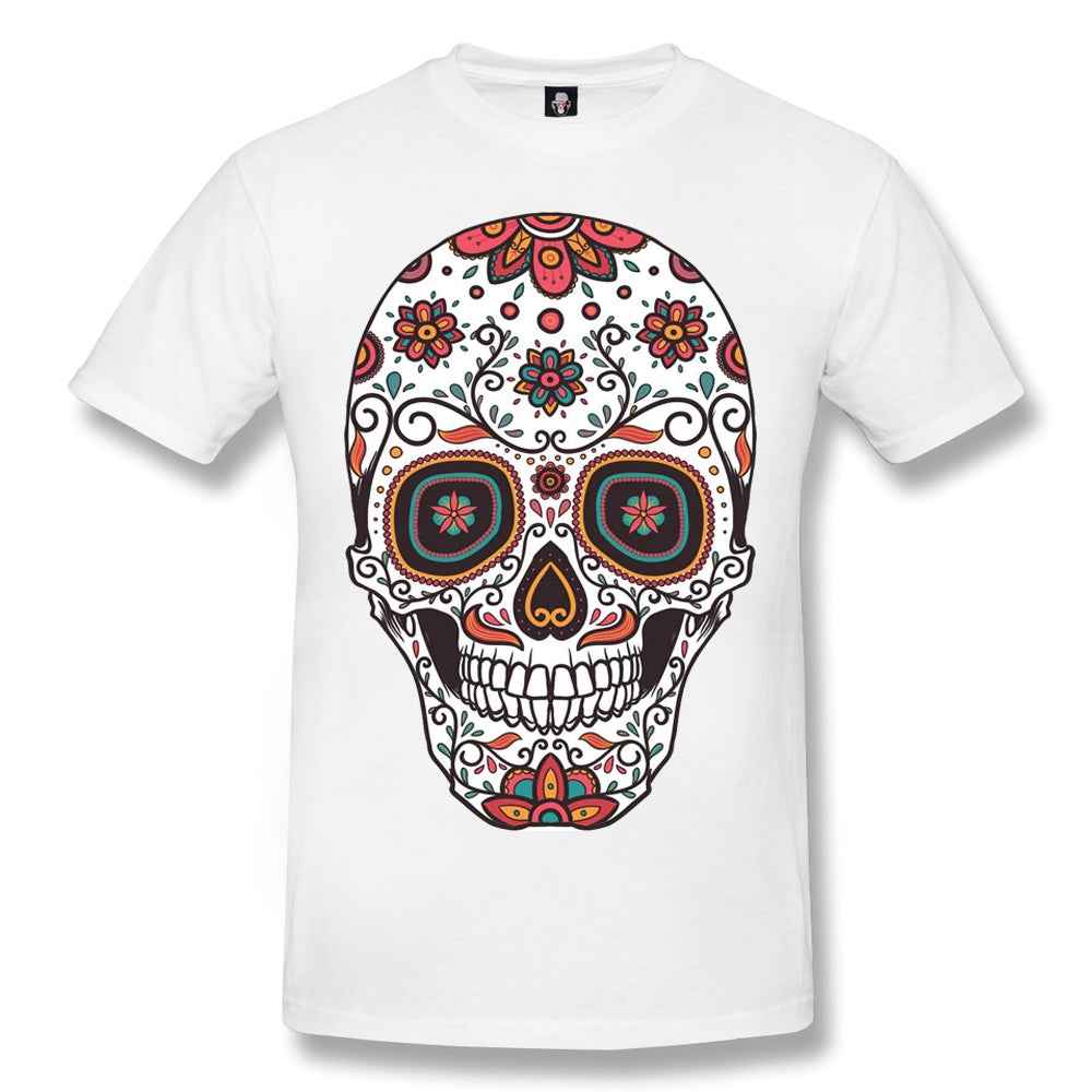 Flower Skull T-Shirt - Unique White Graphic Tee for Casual Wear Flower Skull T-Shirt - Unique White Graphic Tee for Casual Wear