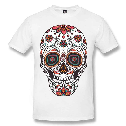 Flower Skull T-Shirt - Unique White Graphic Tee for Casual Wear Flower Skull T-Shirt - Unique White Graphic Tee for Casual Wear