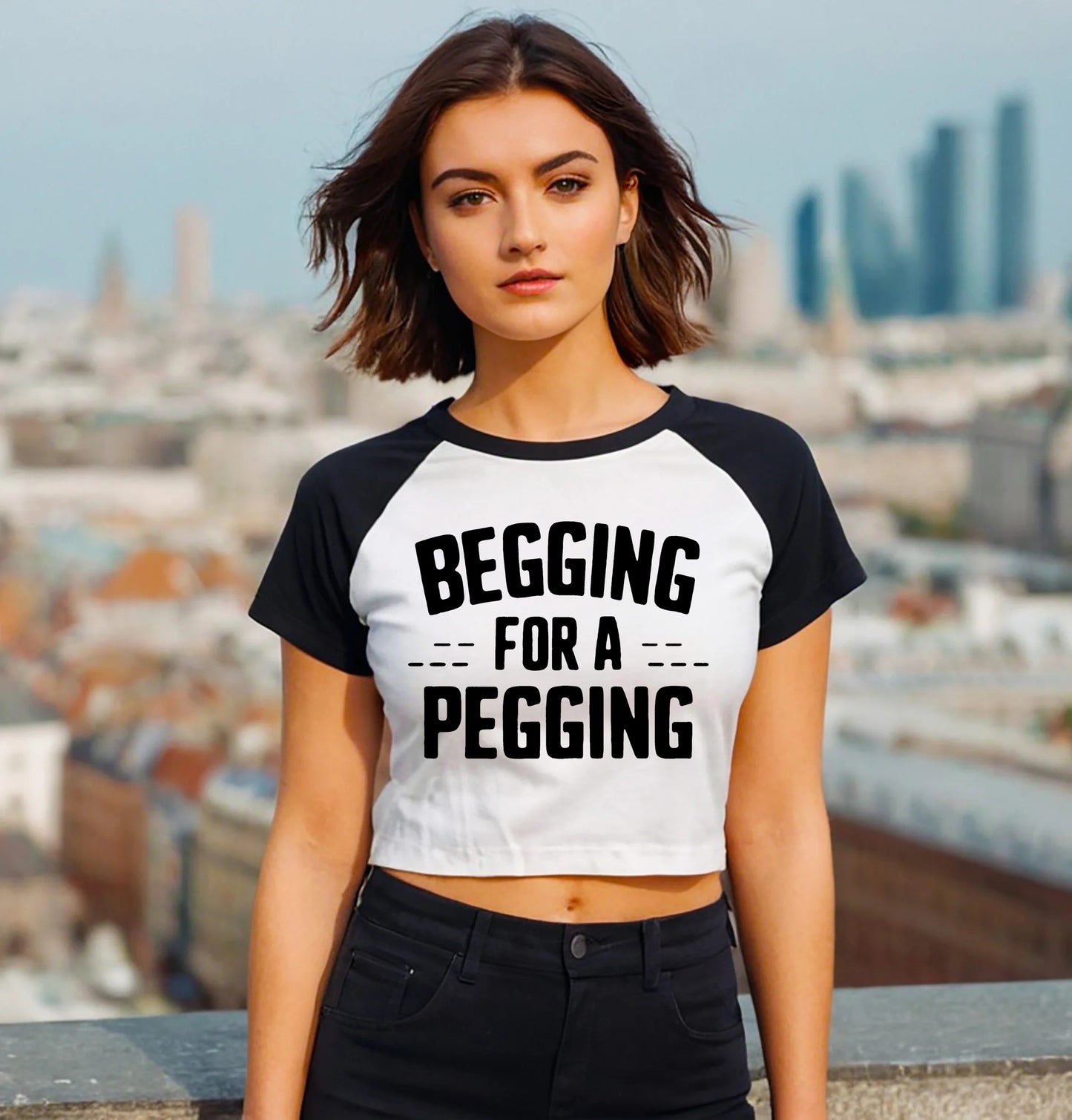 BEGGING FOR PEGGING | LADIES RAGLAN CROP TOP
