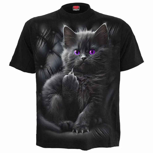 Cattitude Front Print T-Shirt Black - Stylish Cat Lover Tee Cattitude Front Print T-Shirt Black - Stylish Cat Lover Tee