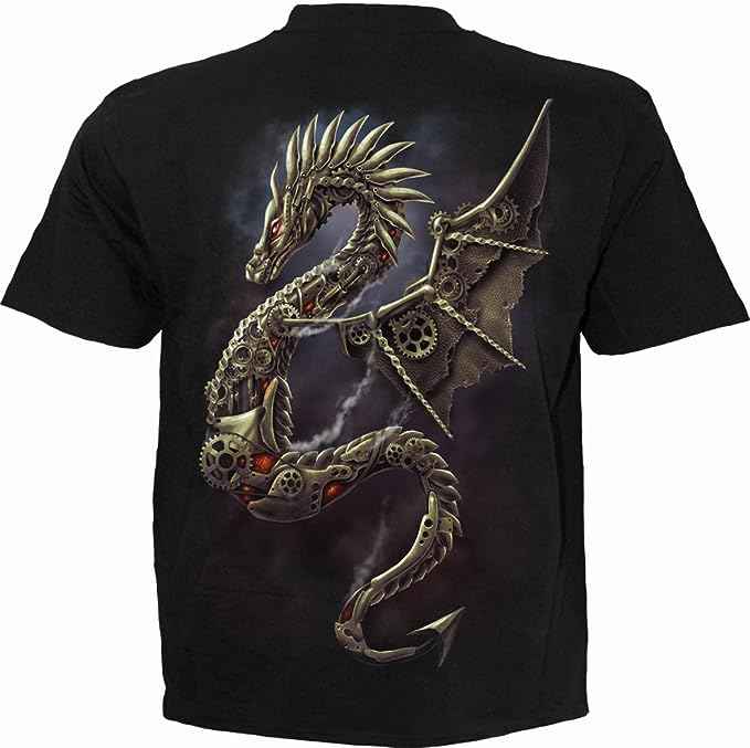 Dragon Cogs T-Shirt - Unique Black Graphic Tee for Fans Dragon Cogs T-Shirt - Unique Black Graphic Tee for Fans