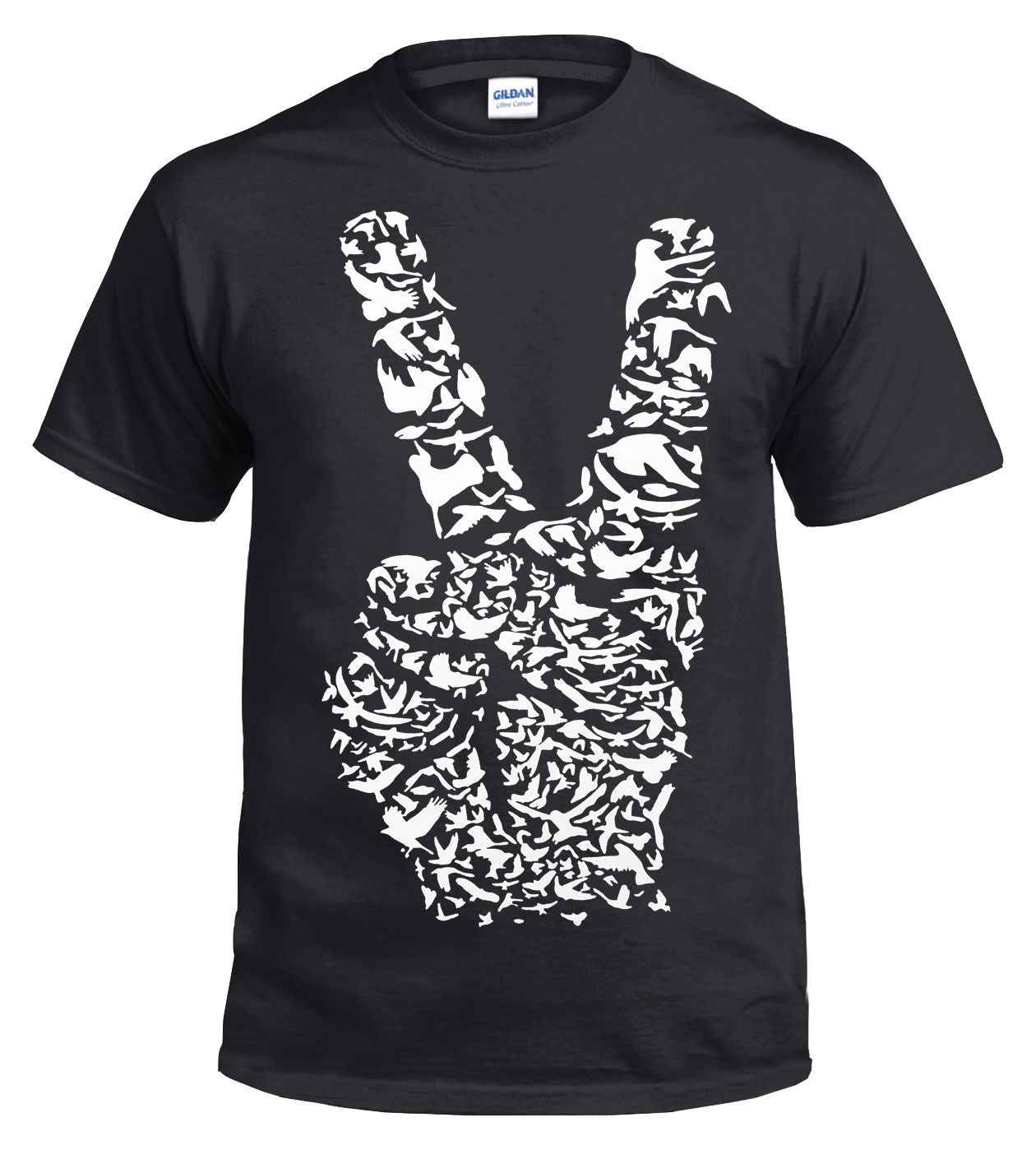 Retro Hippy Peace Sign Logo Black T-Shirt - Stylish Vintage Tee Retro Hippy Peace Sign Logo Black T-Shirt - Stylish Vintage Tee