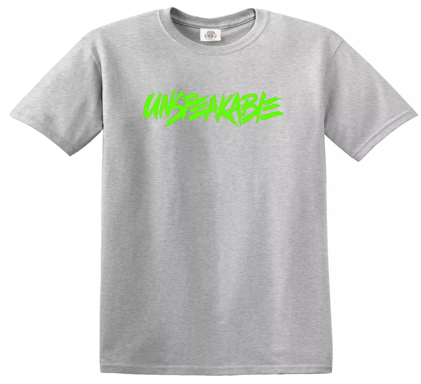 New Unspeakable T-Shirt Funny Kids SPORT GREY T-SHIRT GREEN PRINT New Unspeakable T-Shirt Funny Kids