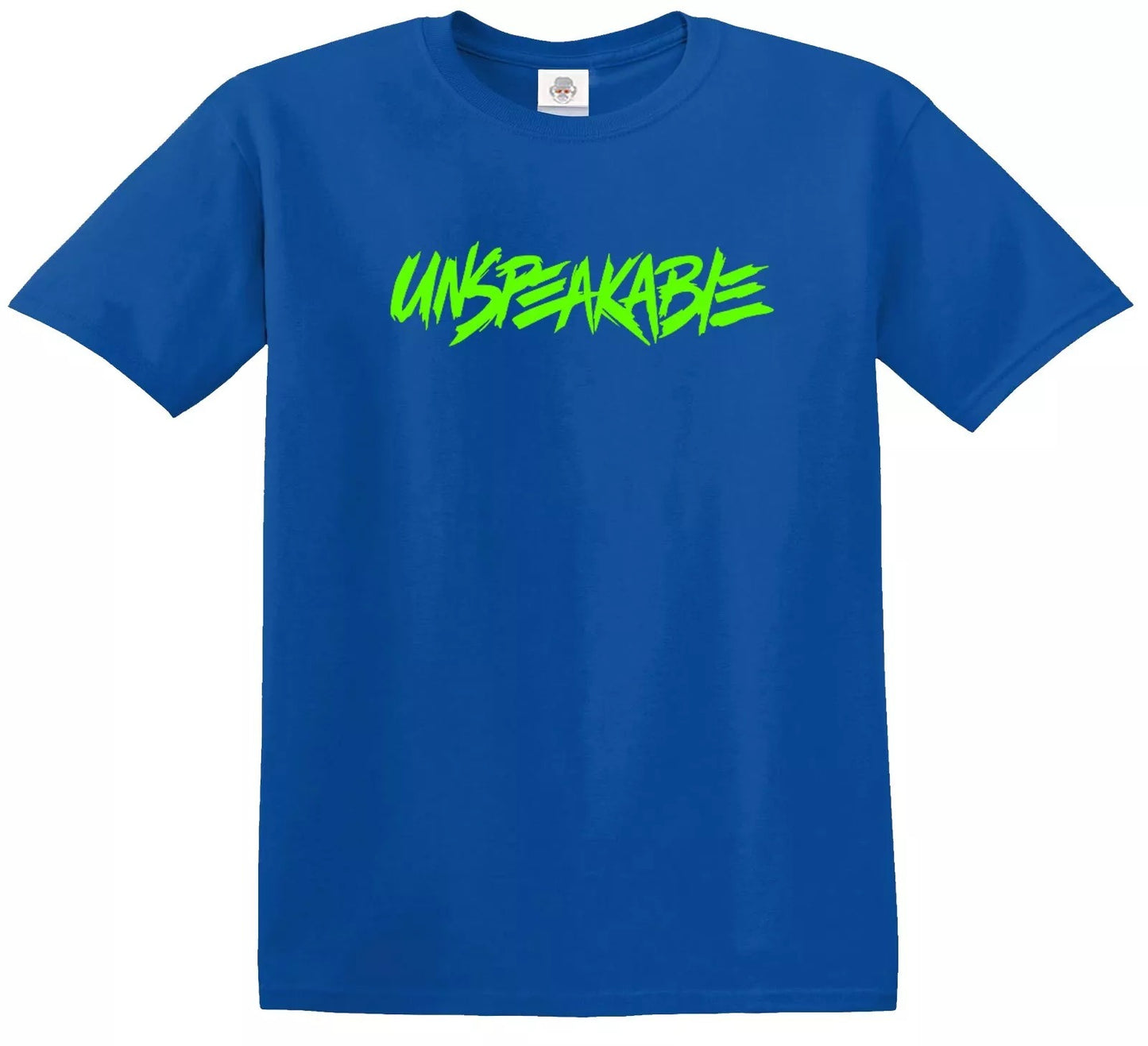 New Unspeakable T-Shirt Funny Kids ROYAL BLUE T-SHIRT GREEN PRINT New Unspeakable T-Shirt Funny Kids