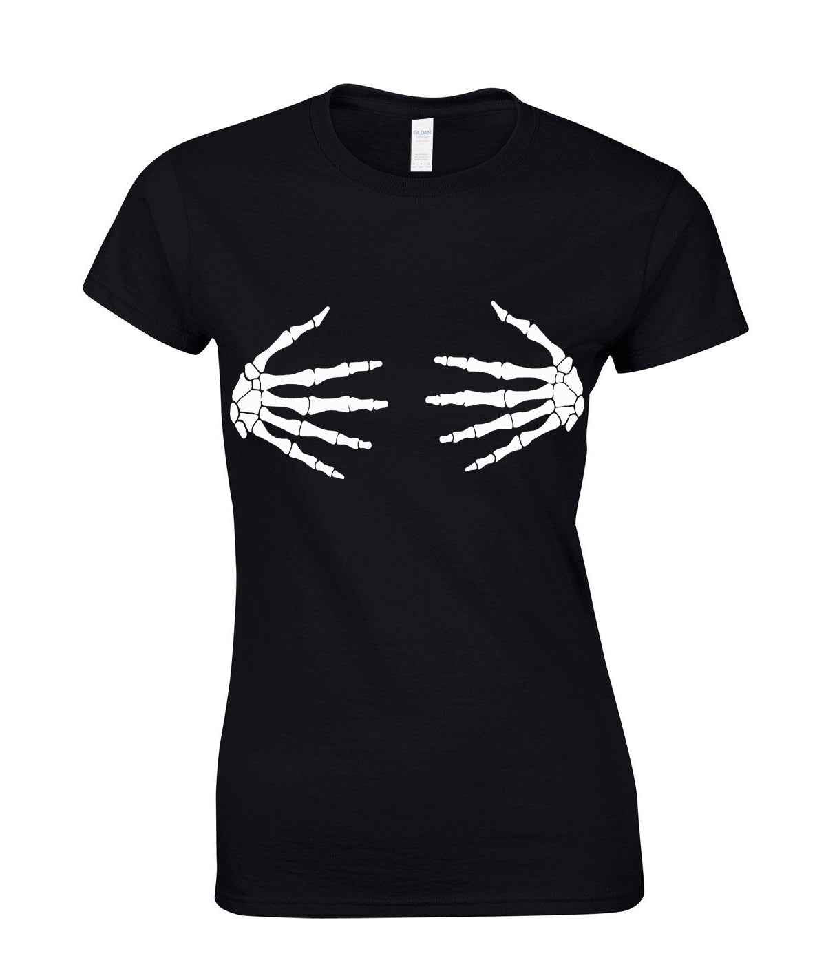 SKELETON HANDS BLACK CAP SLEEVE TOP - Stylish Graphic Tee SKELETON HANDS BLACK CAP SLEEVE TOP - Stylish Graphic Tee