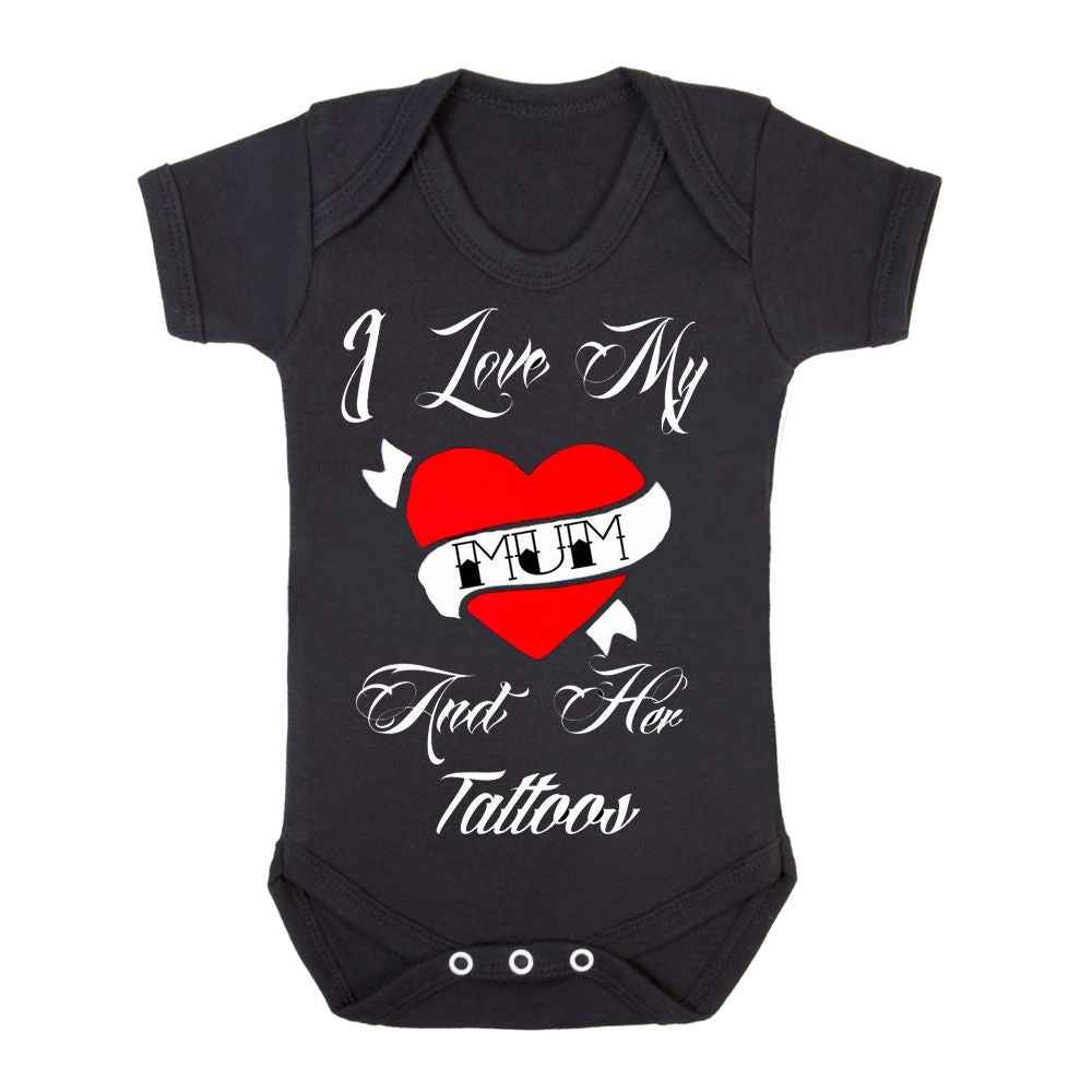I Love My Mum Tattoos Baby Grow - Black Baby Grows I Love My Mum Tattoos Baby Grow - Black Baby Grows