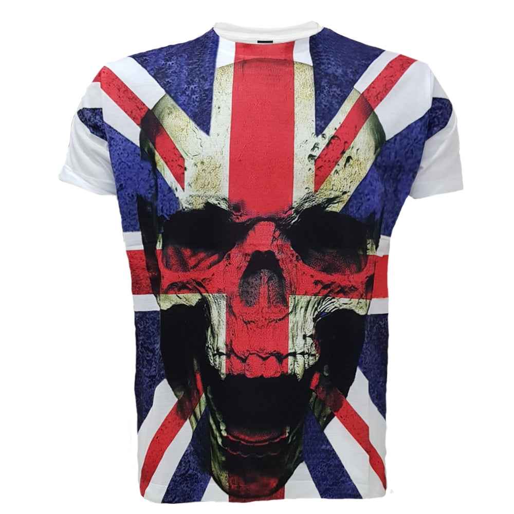 Union Jack Skull T-shirt - White Sublimation Design Union Jack Skull T-shirt - White Sublimation Design