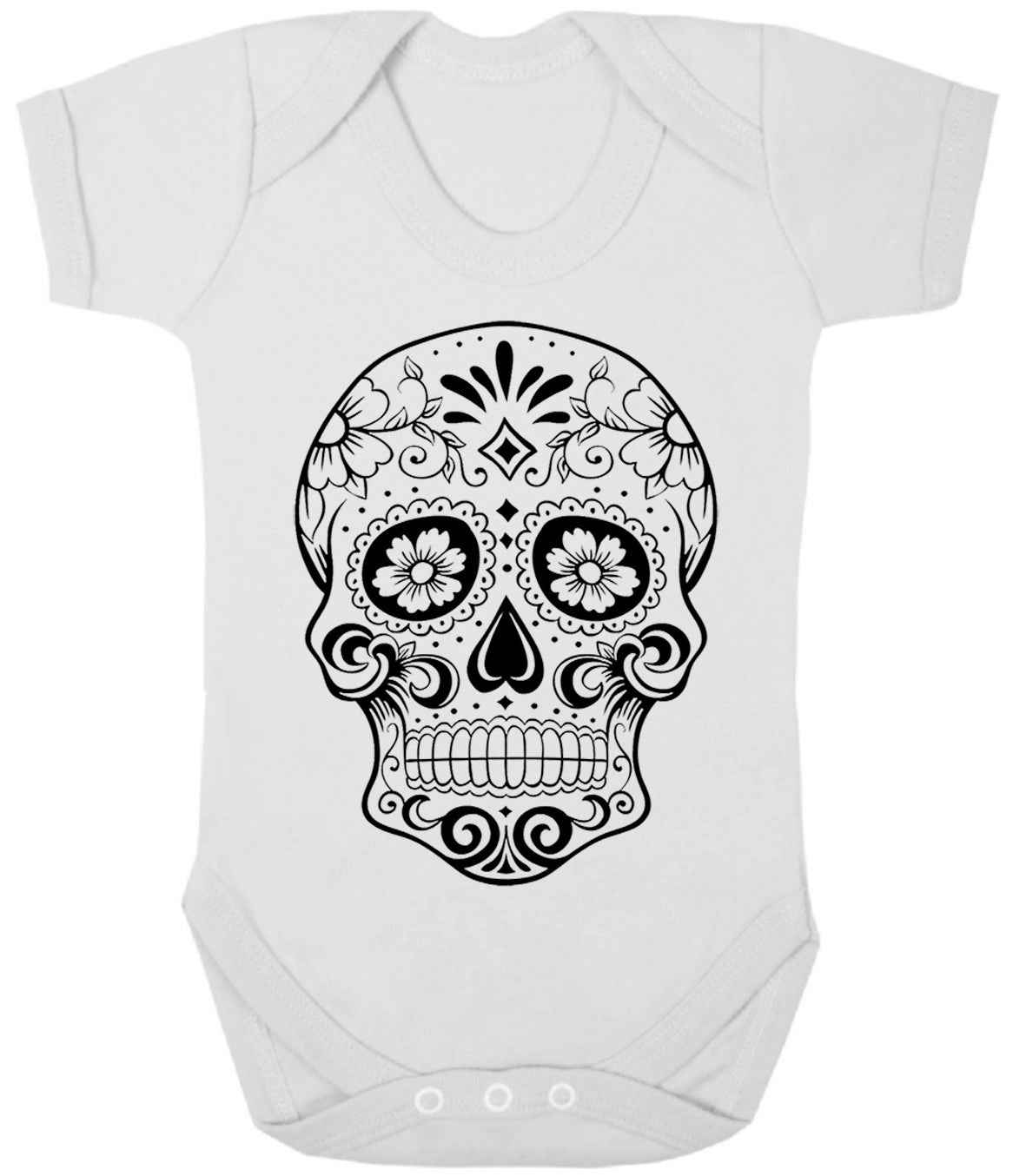 SUGAR SKULL BABY GROW - WHITE INFANT ONESIE SUGAR SKULL BABY GROW - WHITE INFANT ONESIE
