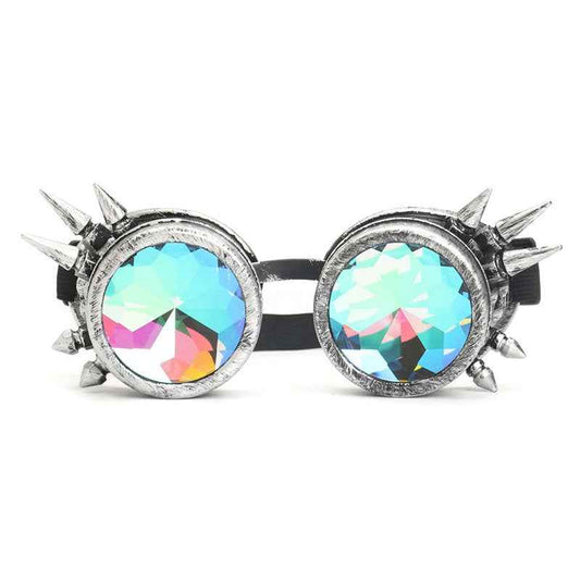 Kaleidoscope Welding Goggles with Spikes - Brushed Silver design Kaleidoscope Welding Goggles with Spikes - Brushed Silver design