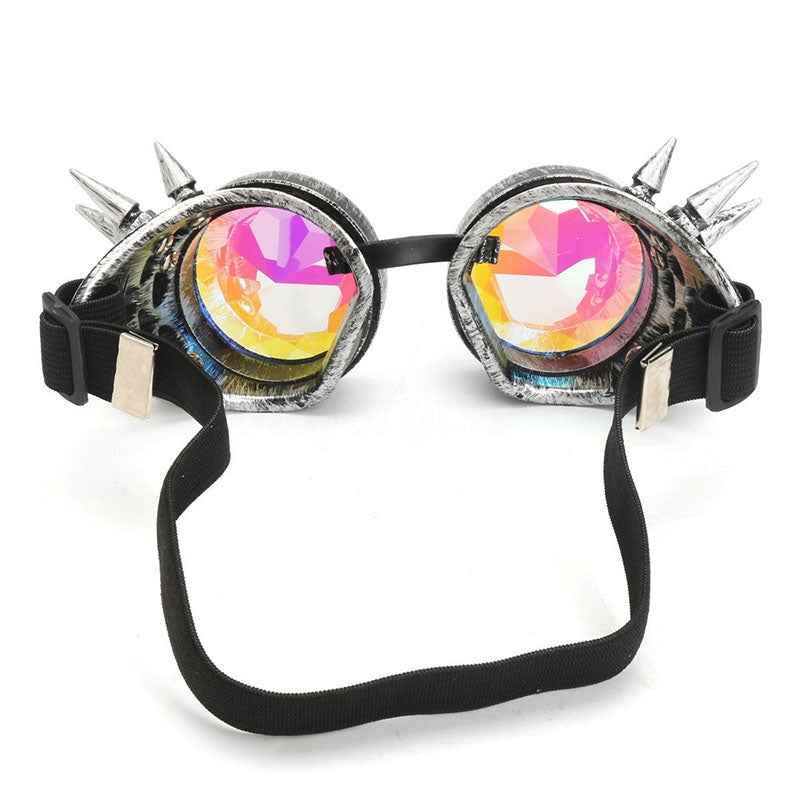 Kaleidoscope Welding Goggles with Spikes - Brushed Silver design Kaleidoscope Welding Goggles with Spikes - Brushed Silver design