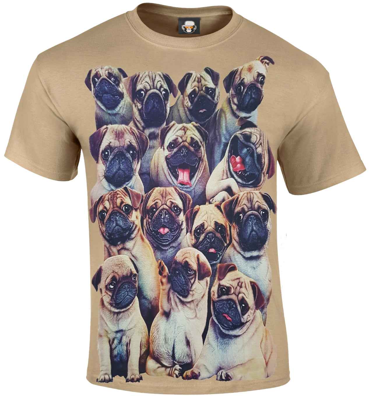 Pugs Tan Sublimation T-Shirt For Men's Pugs Tan Sublimation T-Shirt For Men's