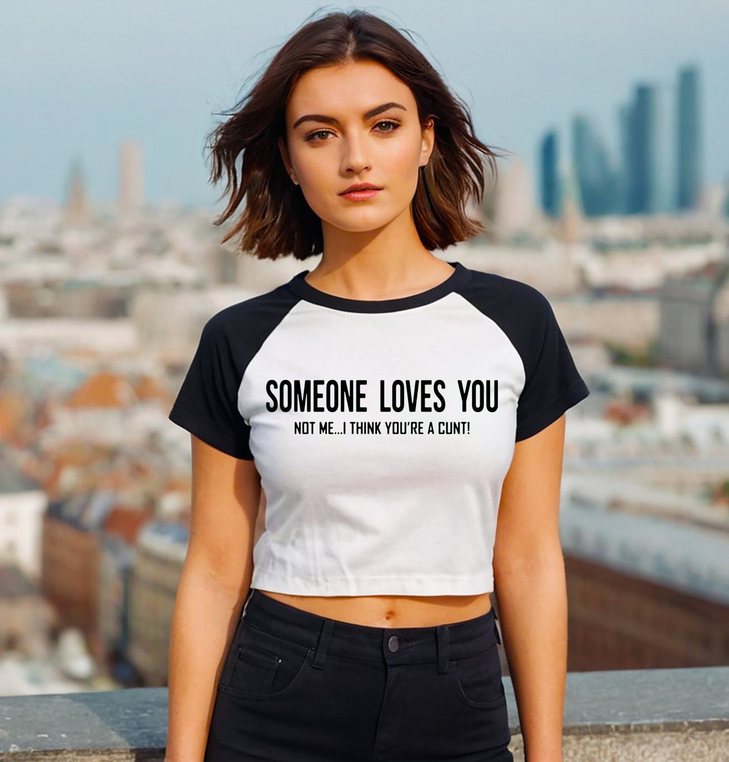 Someone Loves You | LADIES RAGLAN CROP TOP
