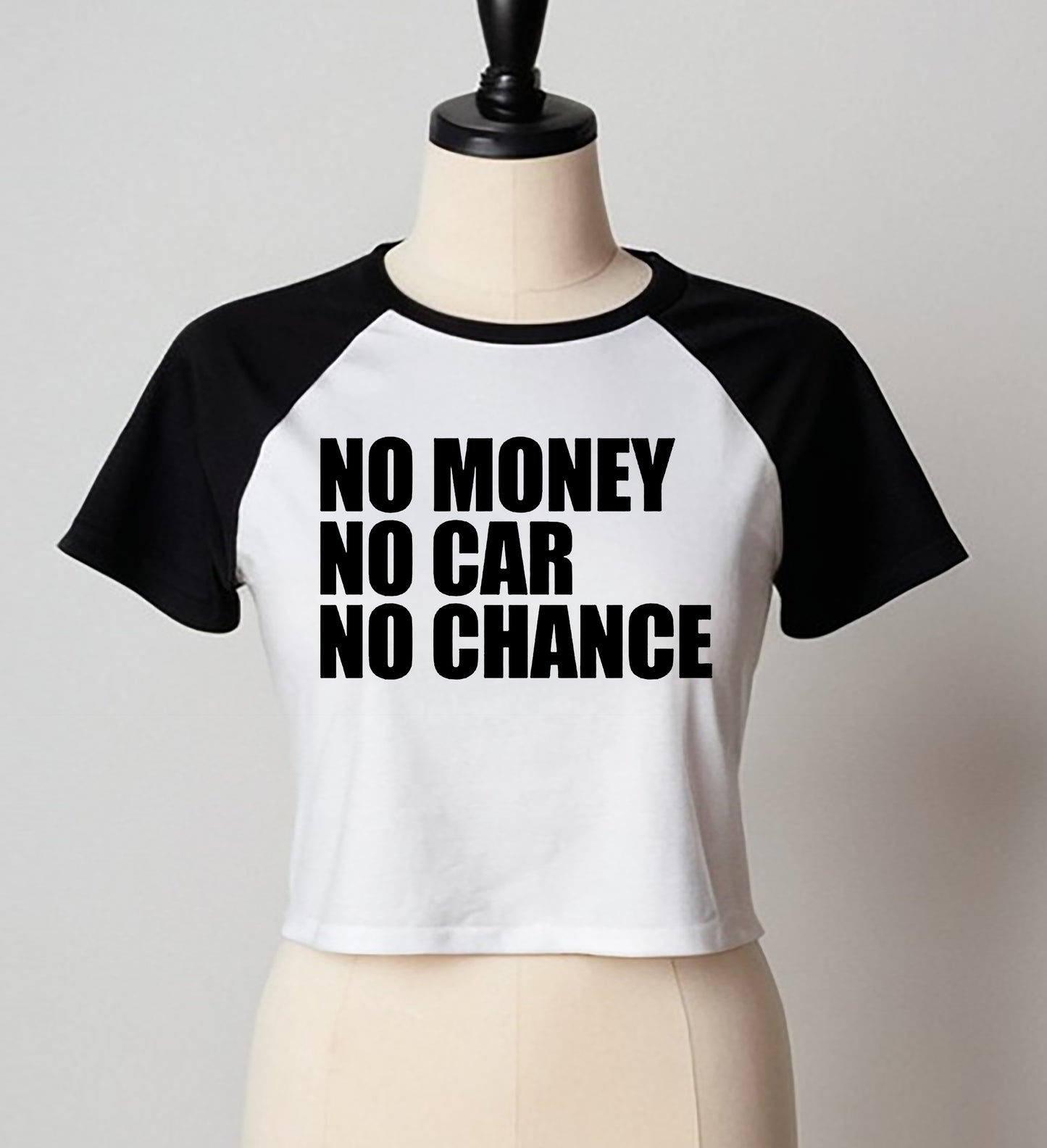 No Money No Car | LADIES RAGLAN CROP TOP