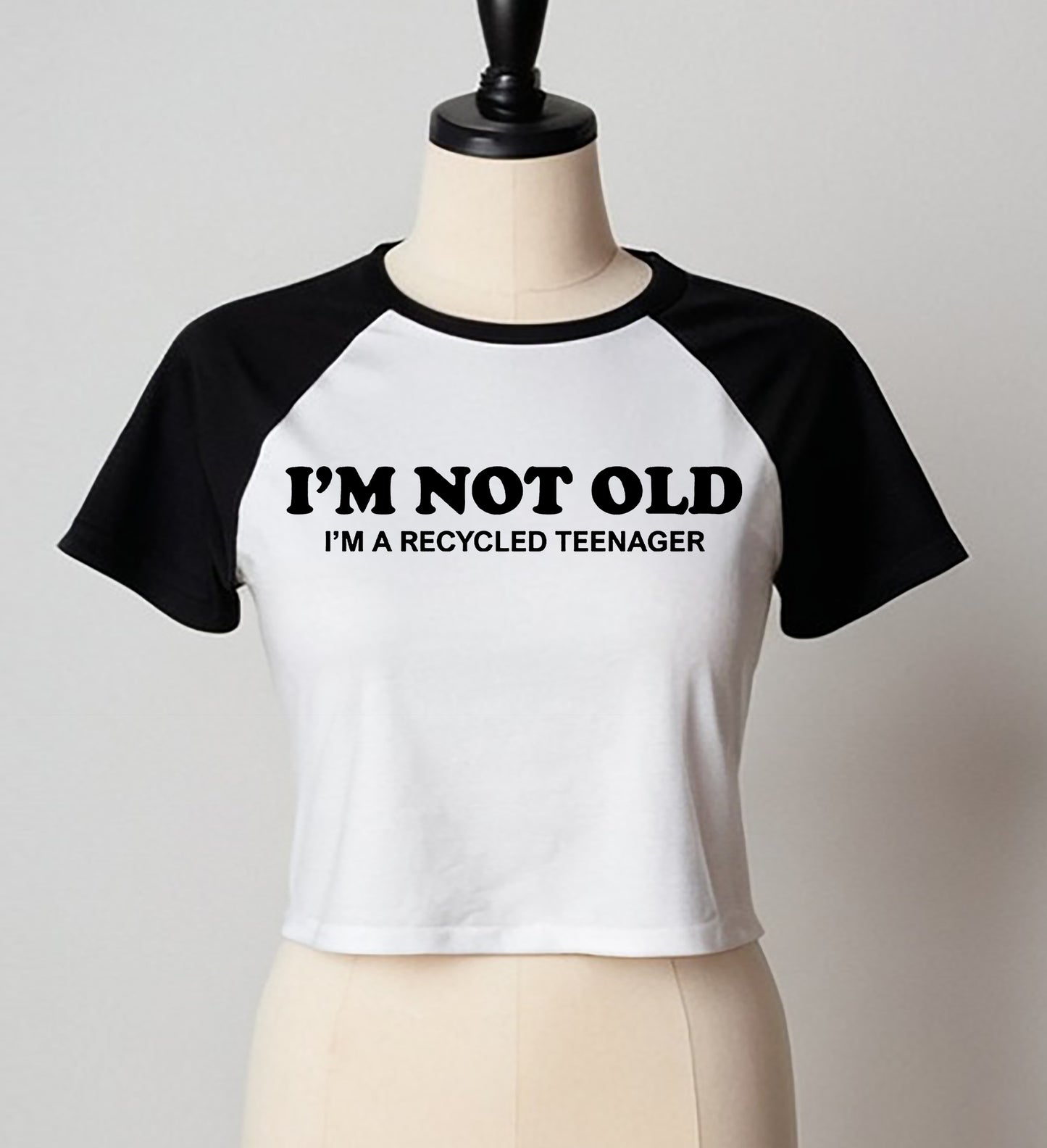 I'm Not Old I'm A Recycled | LADIES RAGLAN CROP TOP
