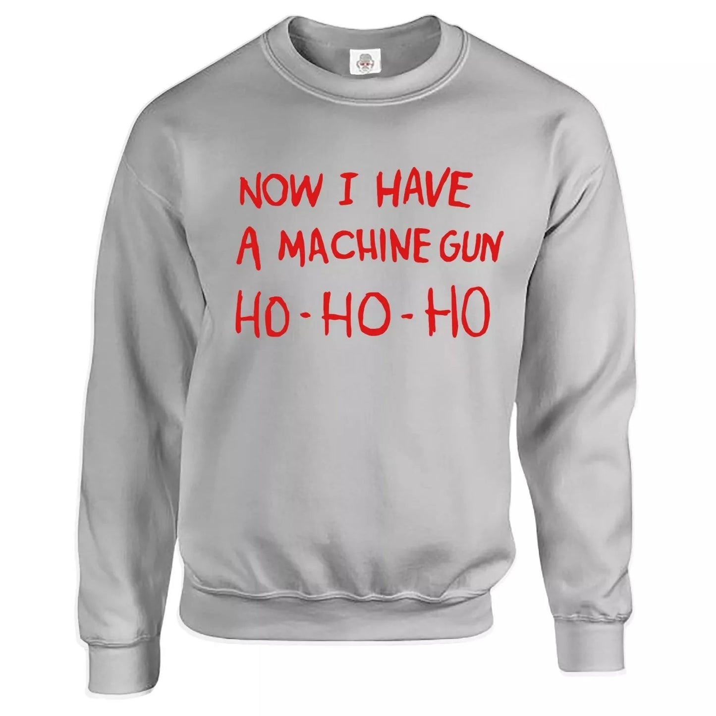 Now I Have A Machine Gun Sweatshirt Jumper Men's SPORT GREY HOODY RED PRINT Now I Have A Machine Gun Sweatshirt Jumper Men's