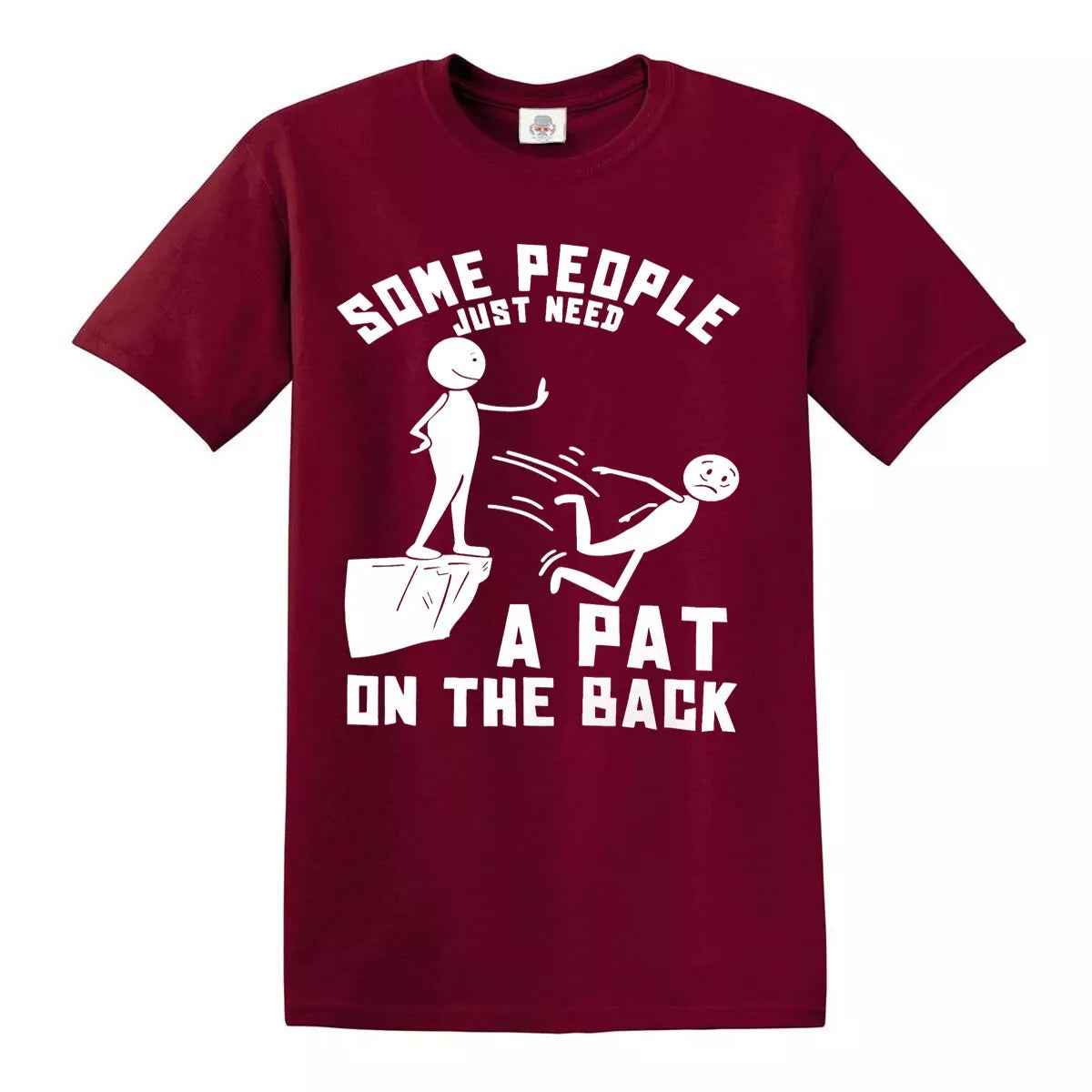 Pat On The Back Funny Party T-Shirt MAROON T-SHIRT YELLOW PRINT Pat On The Back Funny Party T-Shirt