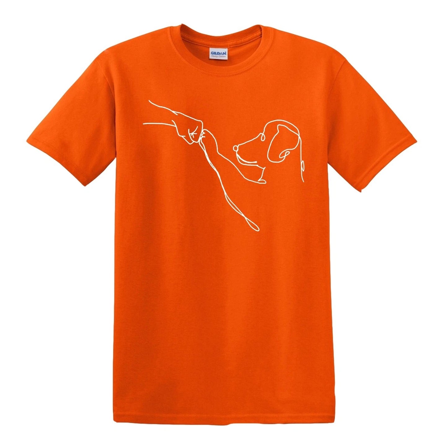 DOG FRIENDSHIP AND LOVE | MEN'S T-SHIRT ORANGE T-SHIRT WHITE PRINT DOG FRIENDSHIP AND LOVE | MEN'S T-SHIRT